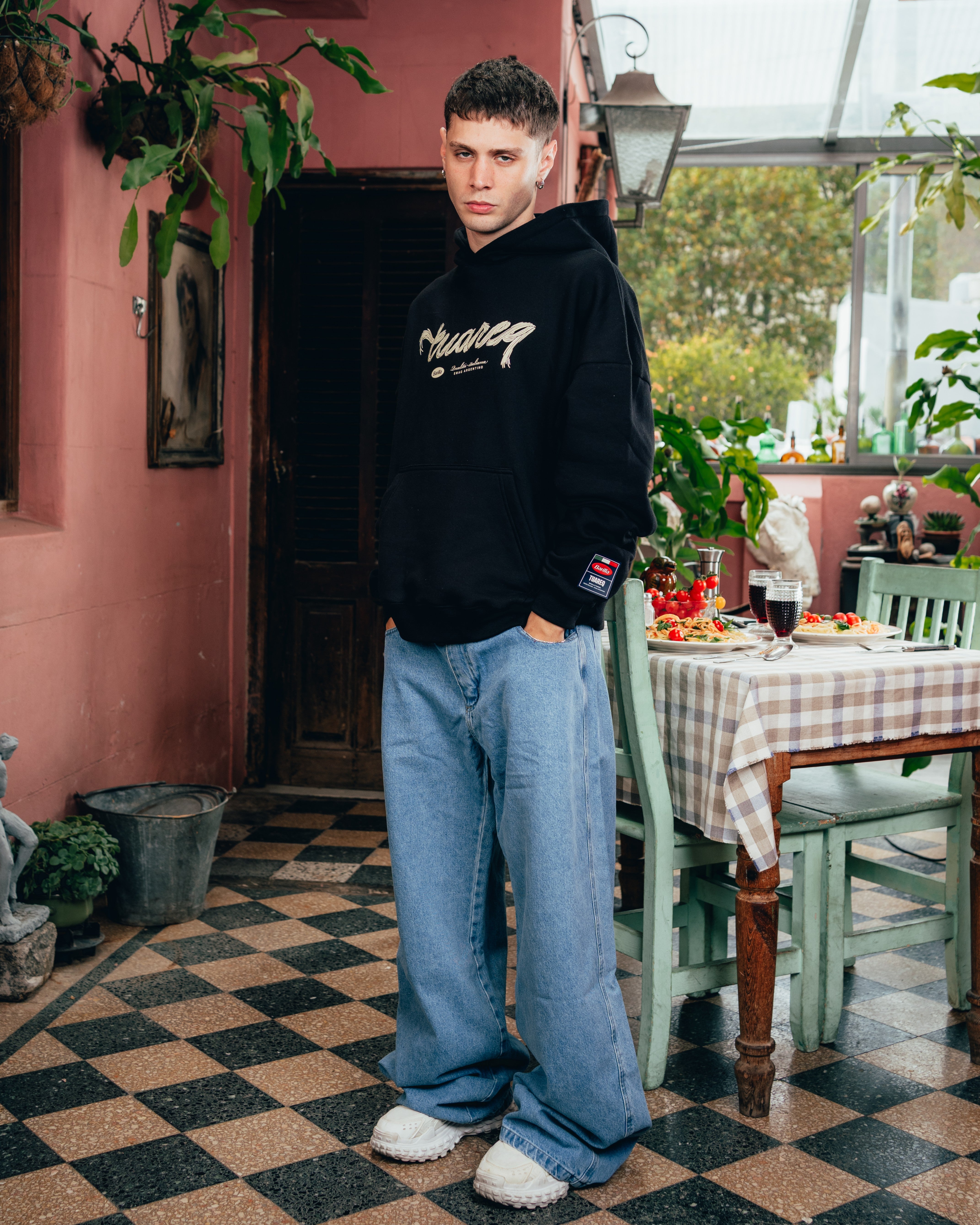 HOODIE [ BARILLA ] SPAGUETTI BLACK