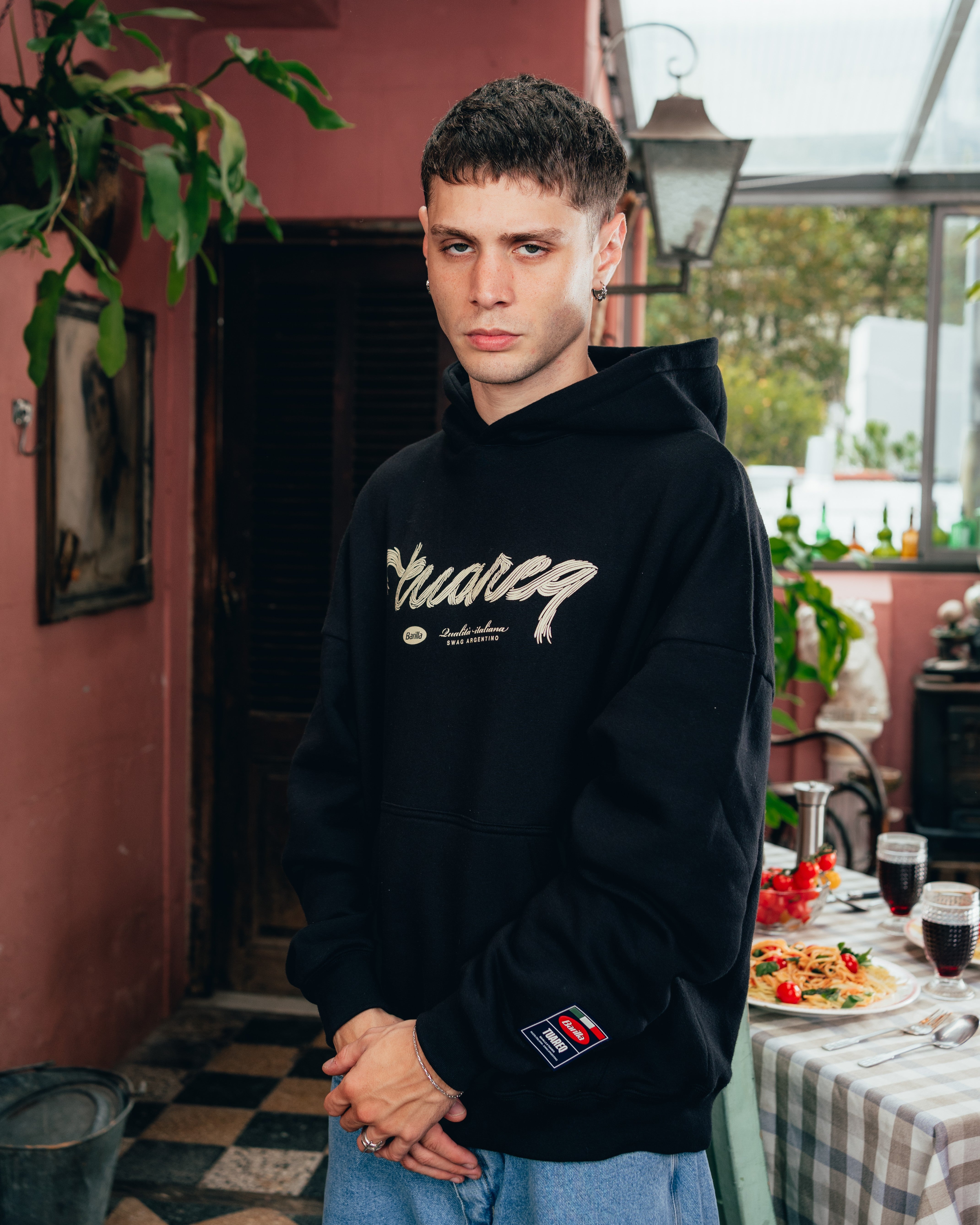 HOODIE [ BARILLA ] SPAGUETTI BLACK