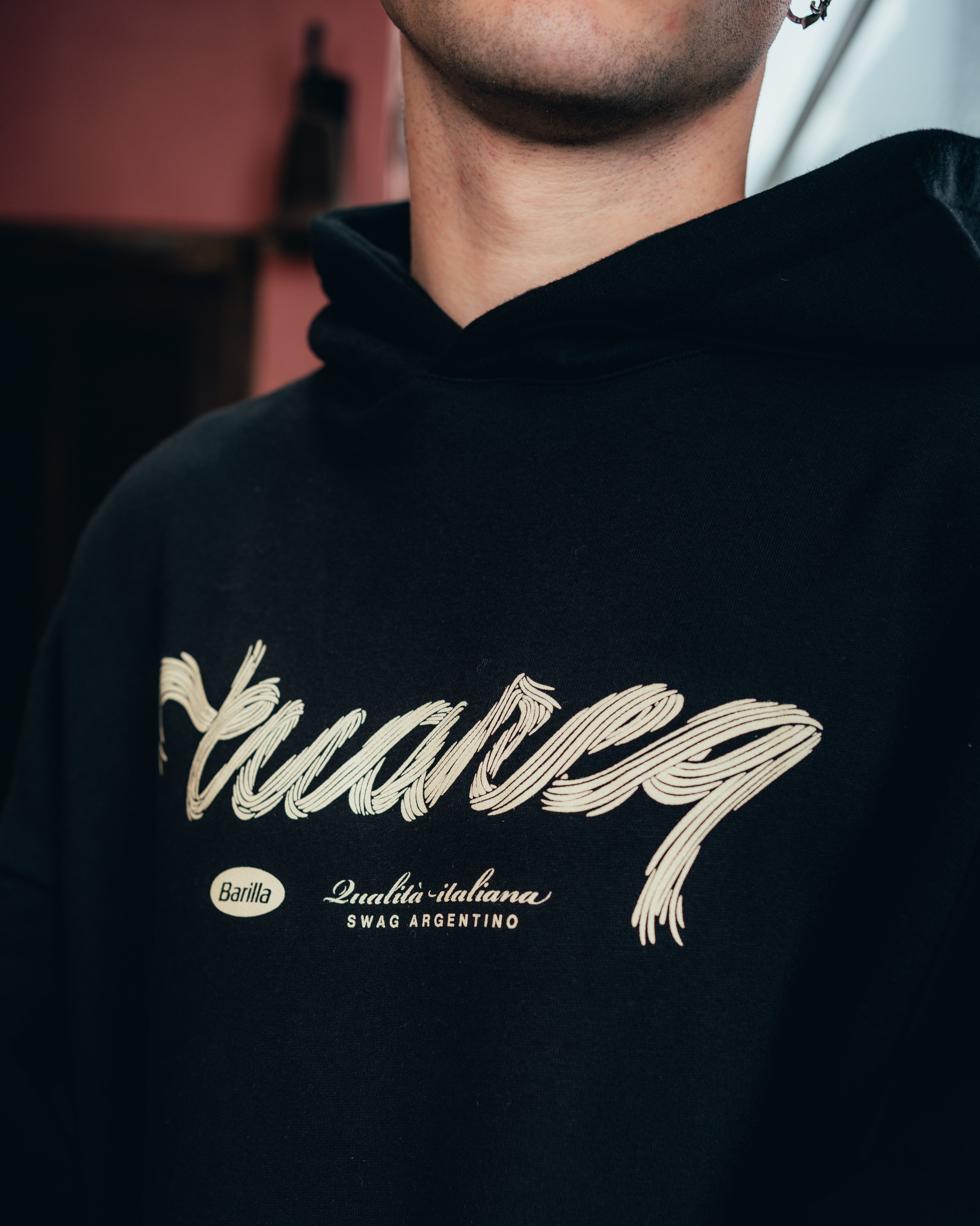HOODIE [ BARILLA ] SPAGUETTI BLACK