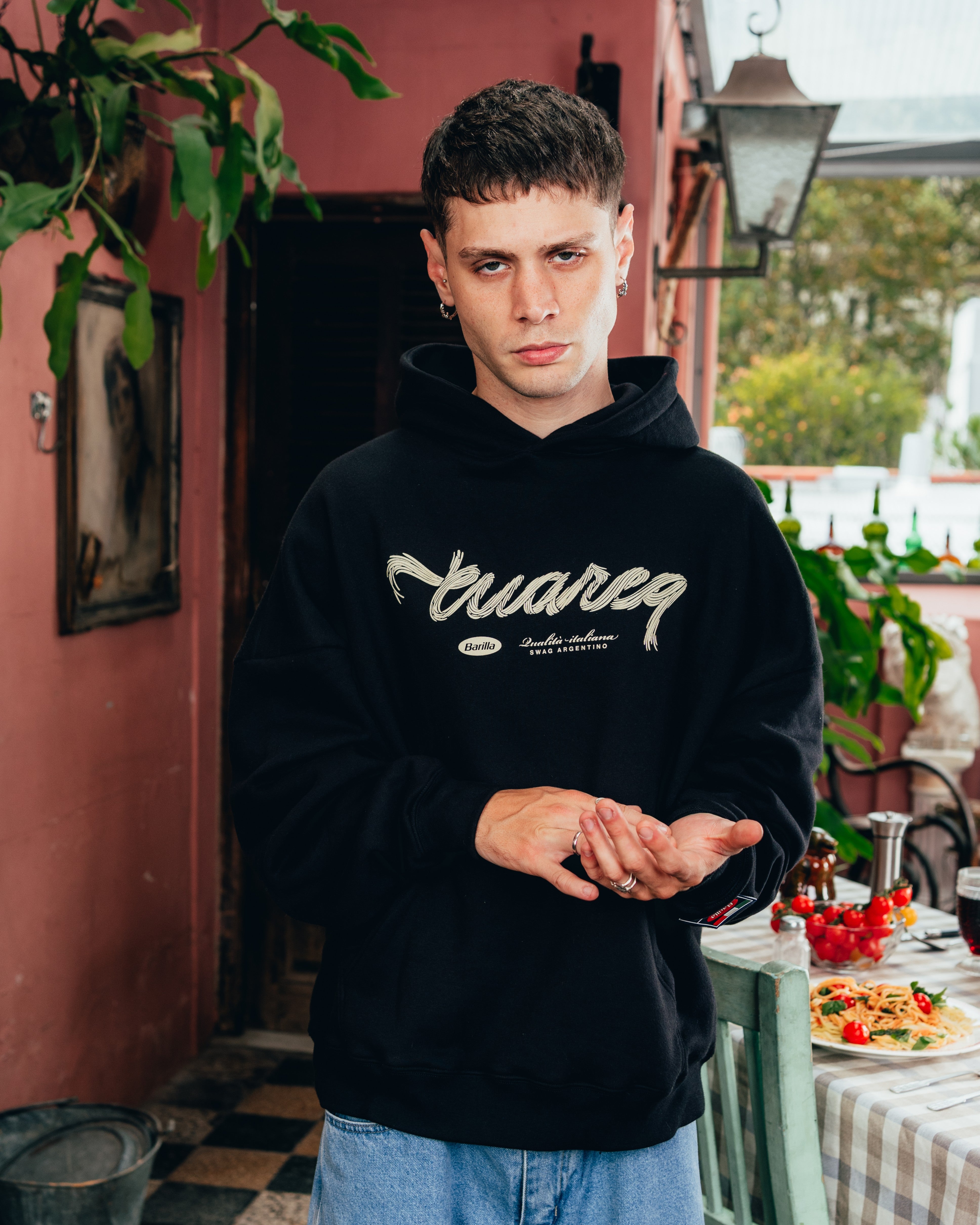 HOODIE [ BARILLA ] SPAGUETTI BLACK