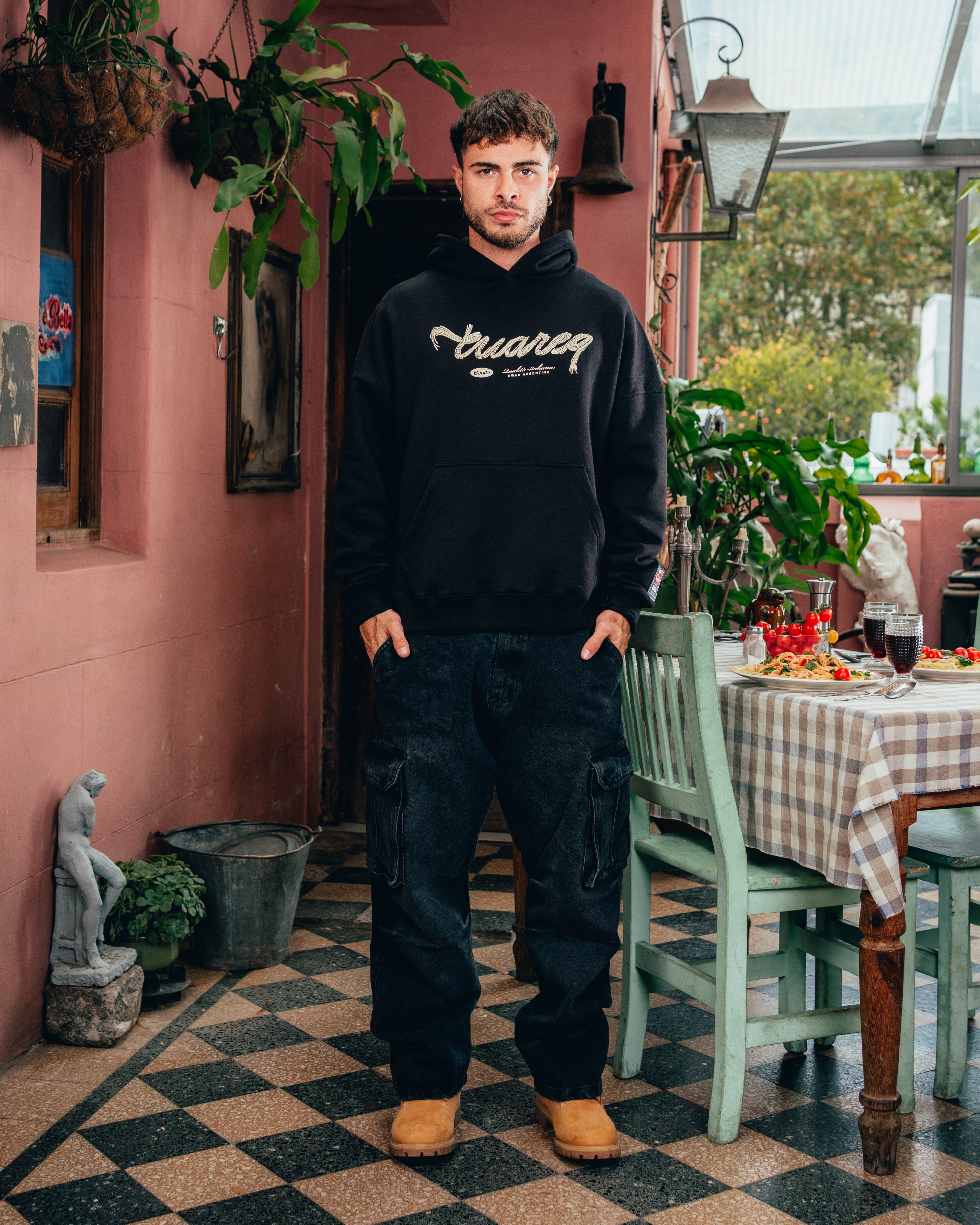 HOODIE [ BARILLA ] SPAGUETTI BLACK