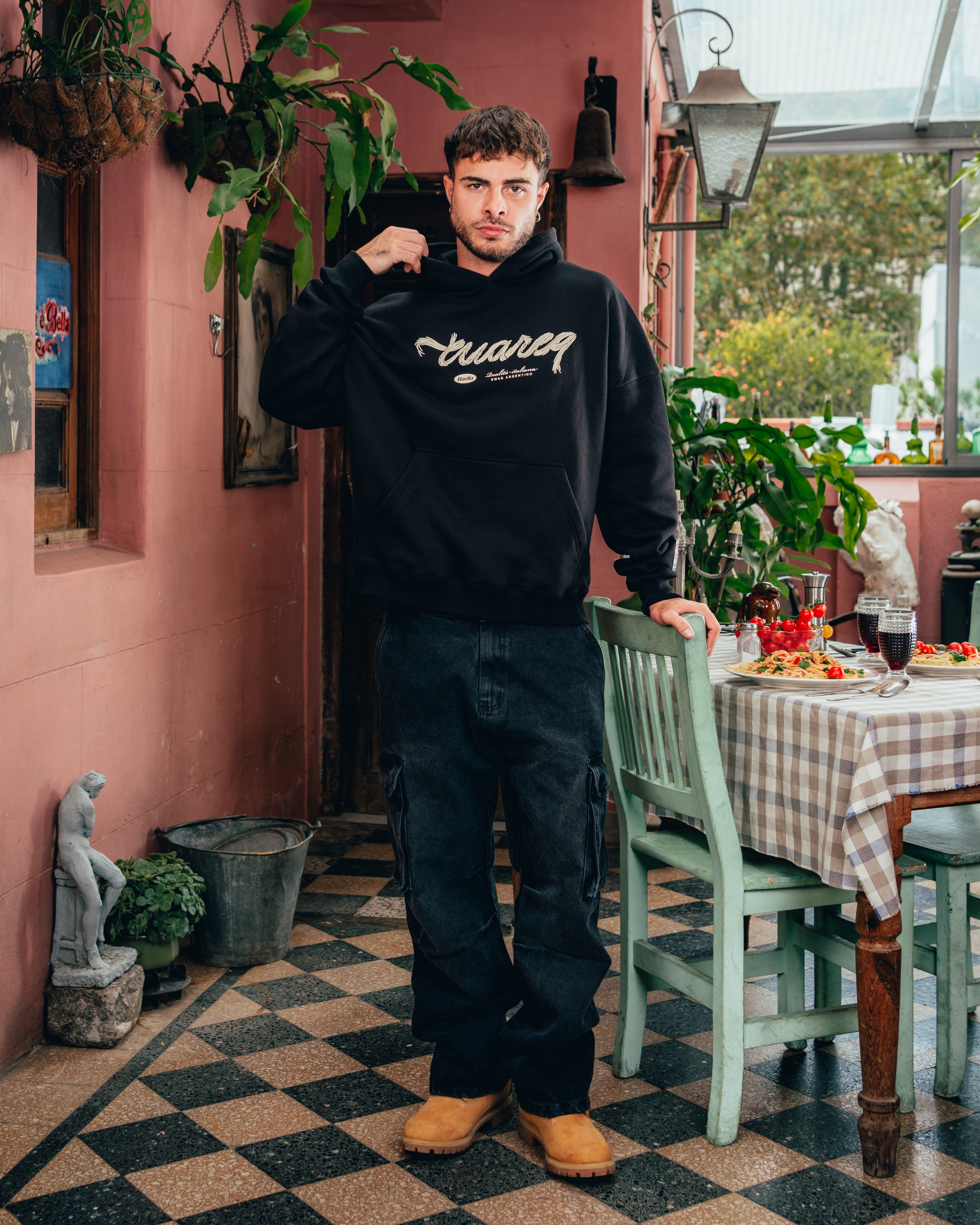 HOODIE [ BARILLA ] SPAGUETTI BLACK