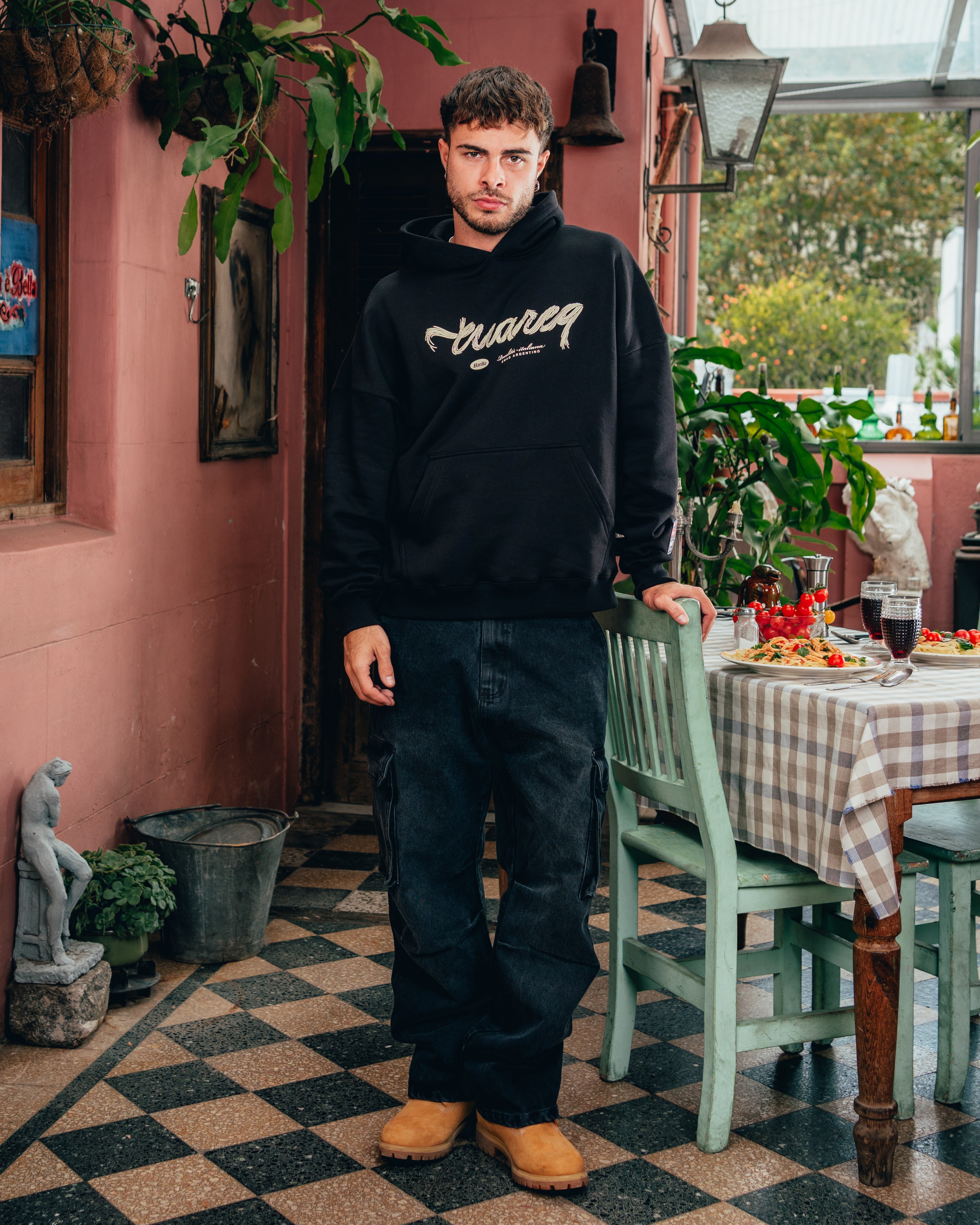HOODIE [ BARILLA ] SPAGUETTI BLACK