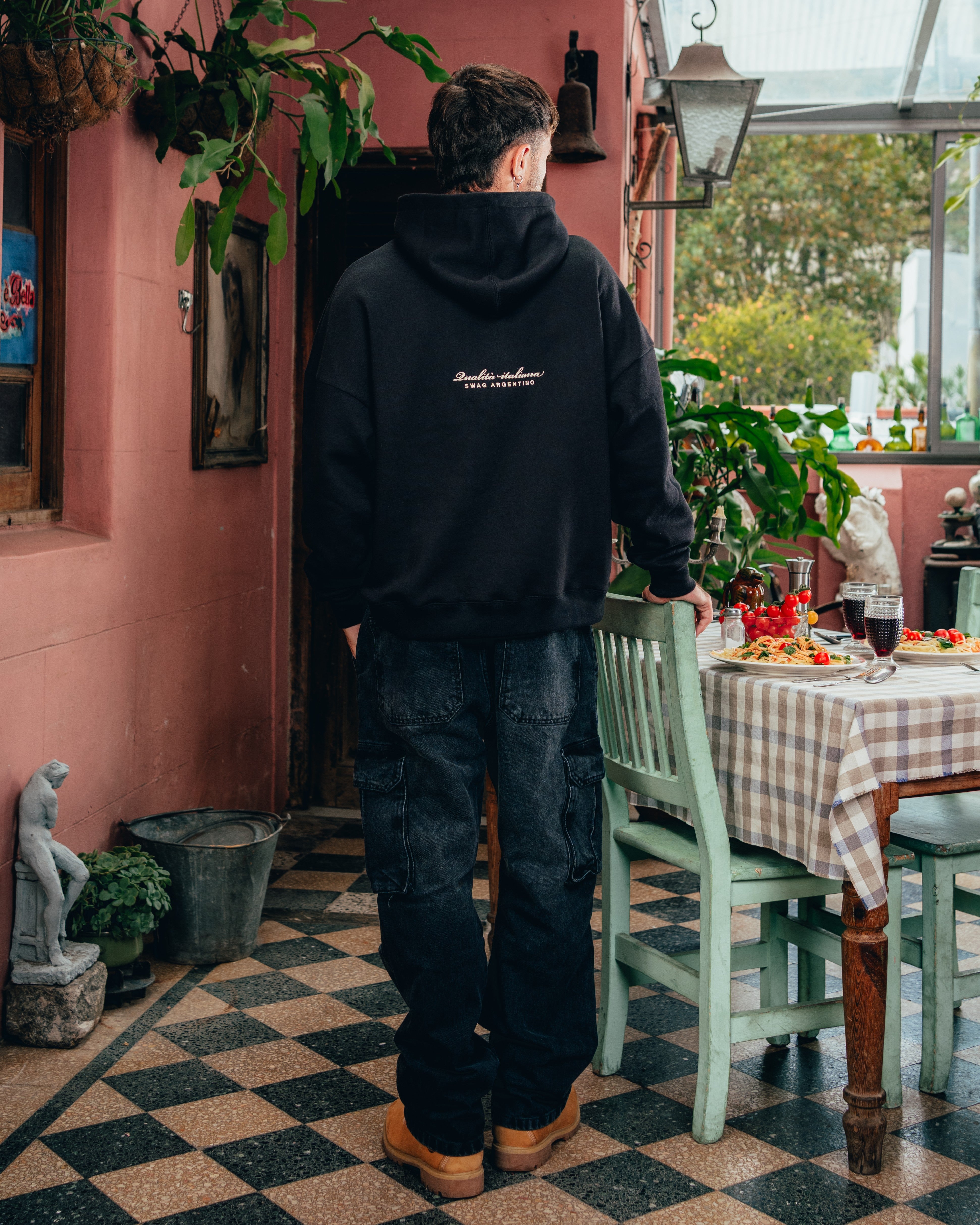 HOODIE [ BARILLA ] SPAGUETTI BLACK