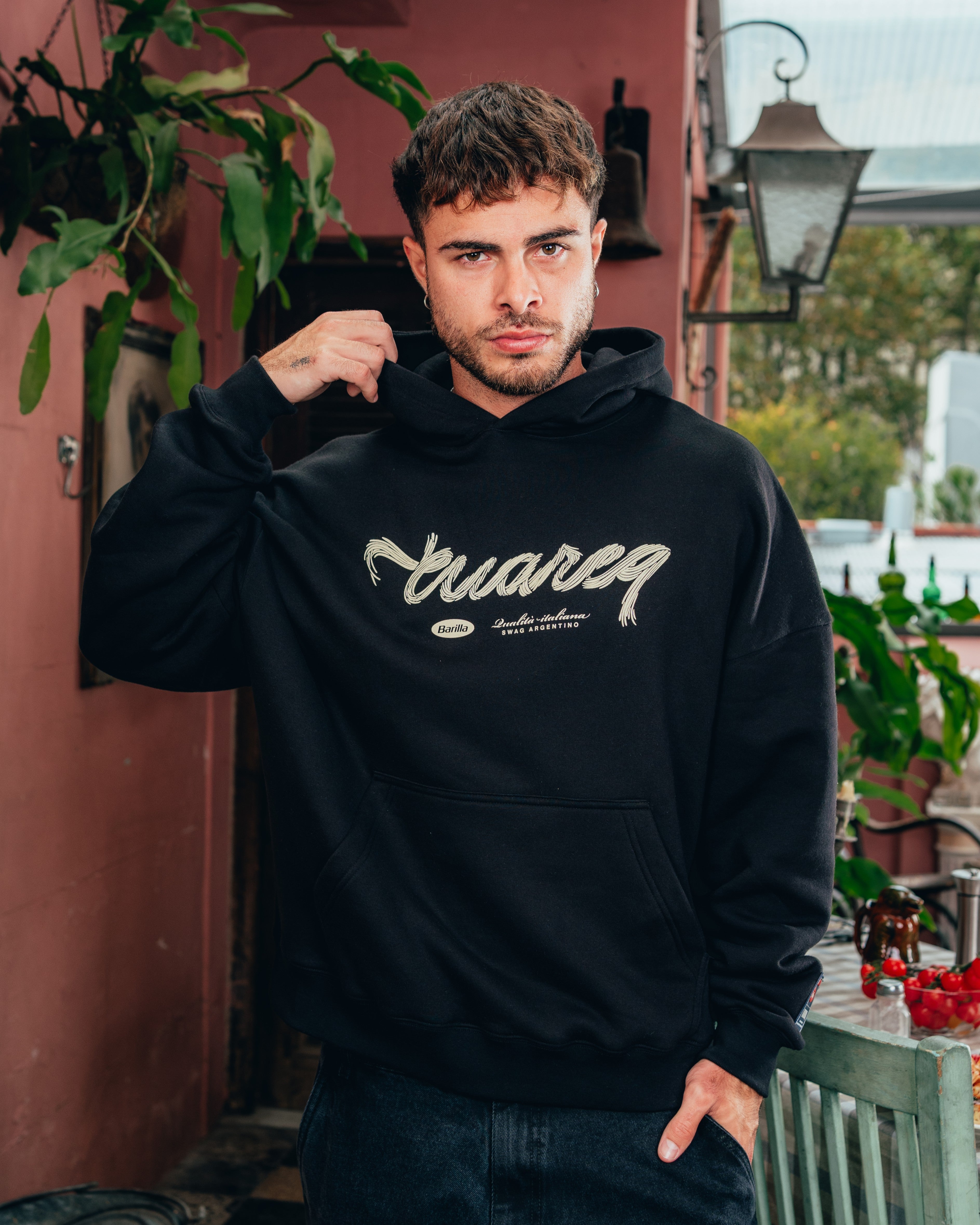 HOODIE [ BARILLA ] SPAGUETTI BLACK