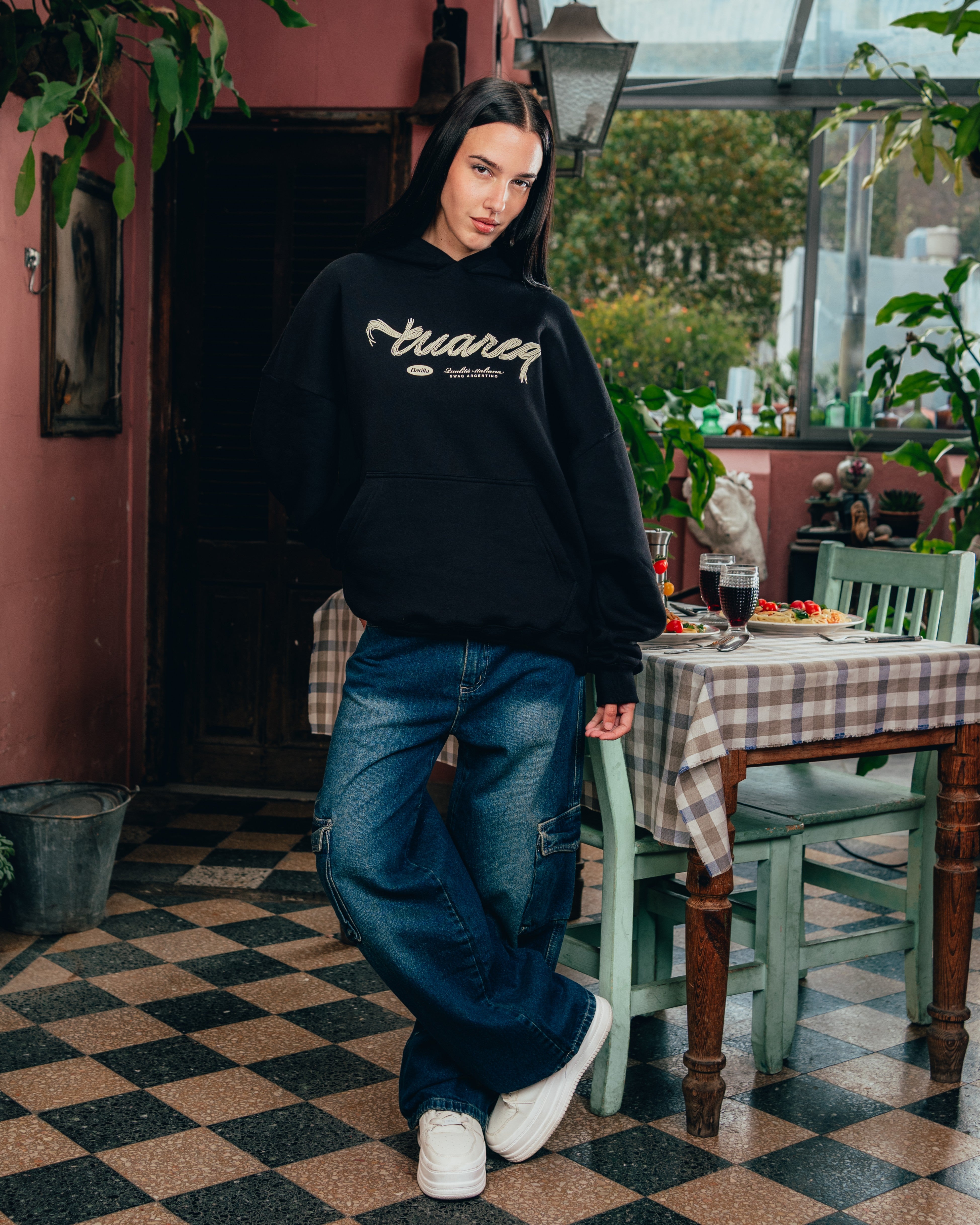 HOODIE [ BARILLA ] SPAGUETTI BLACK