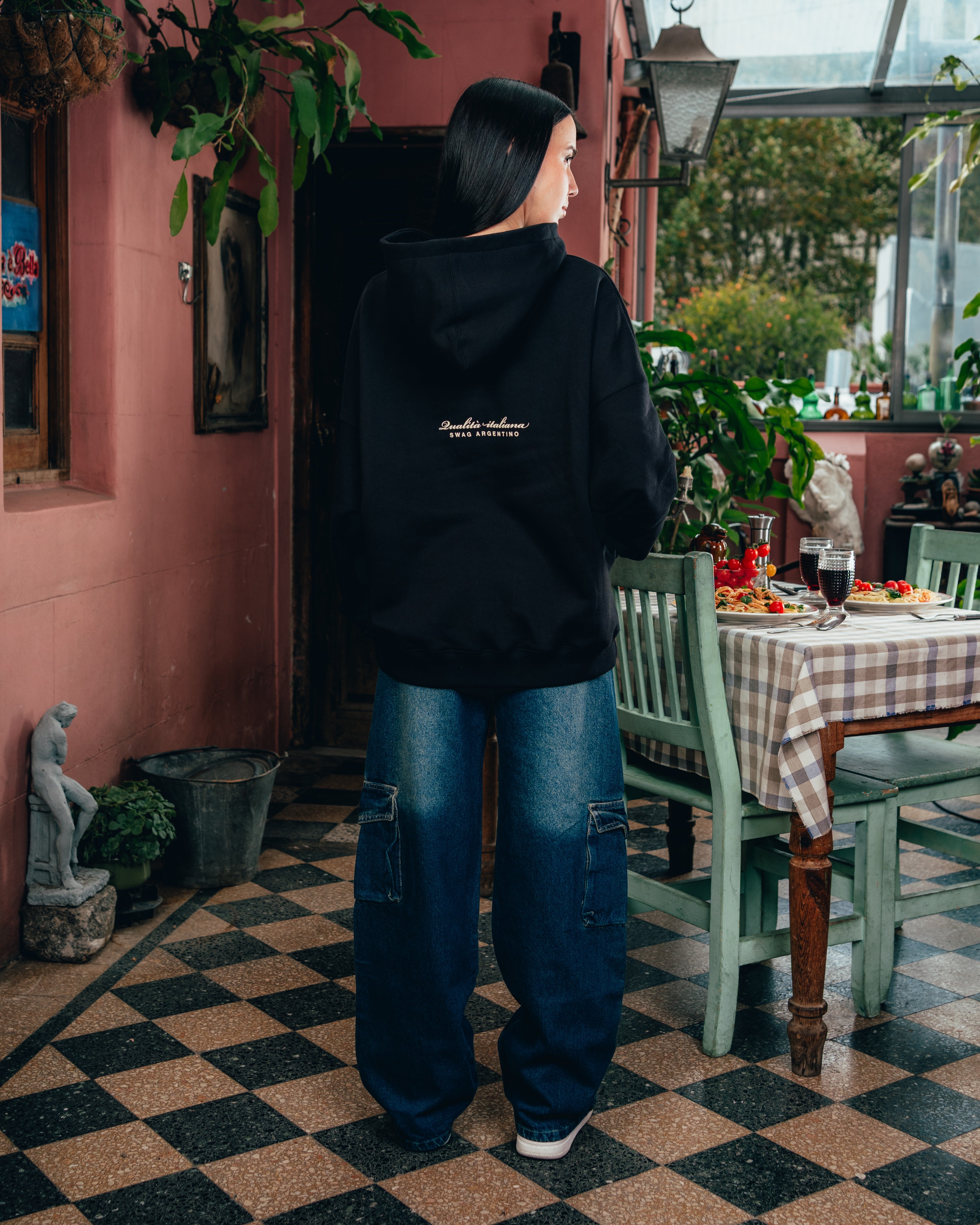 HOODIE [ BARILLA ] SPAGUETTI BLACK