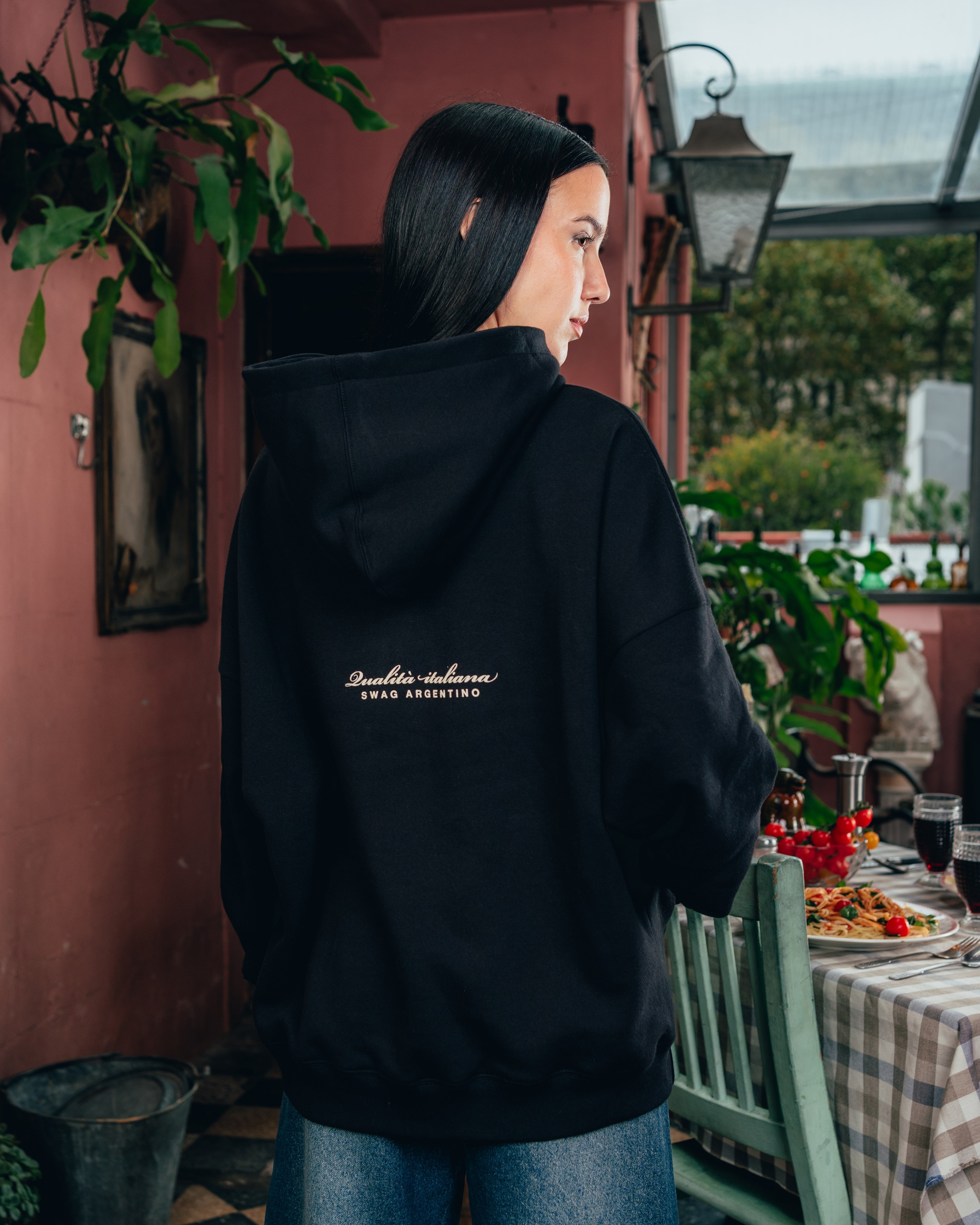 HOODIE [ BARILLA ] SPAGUETTI BLACK