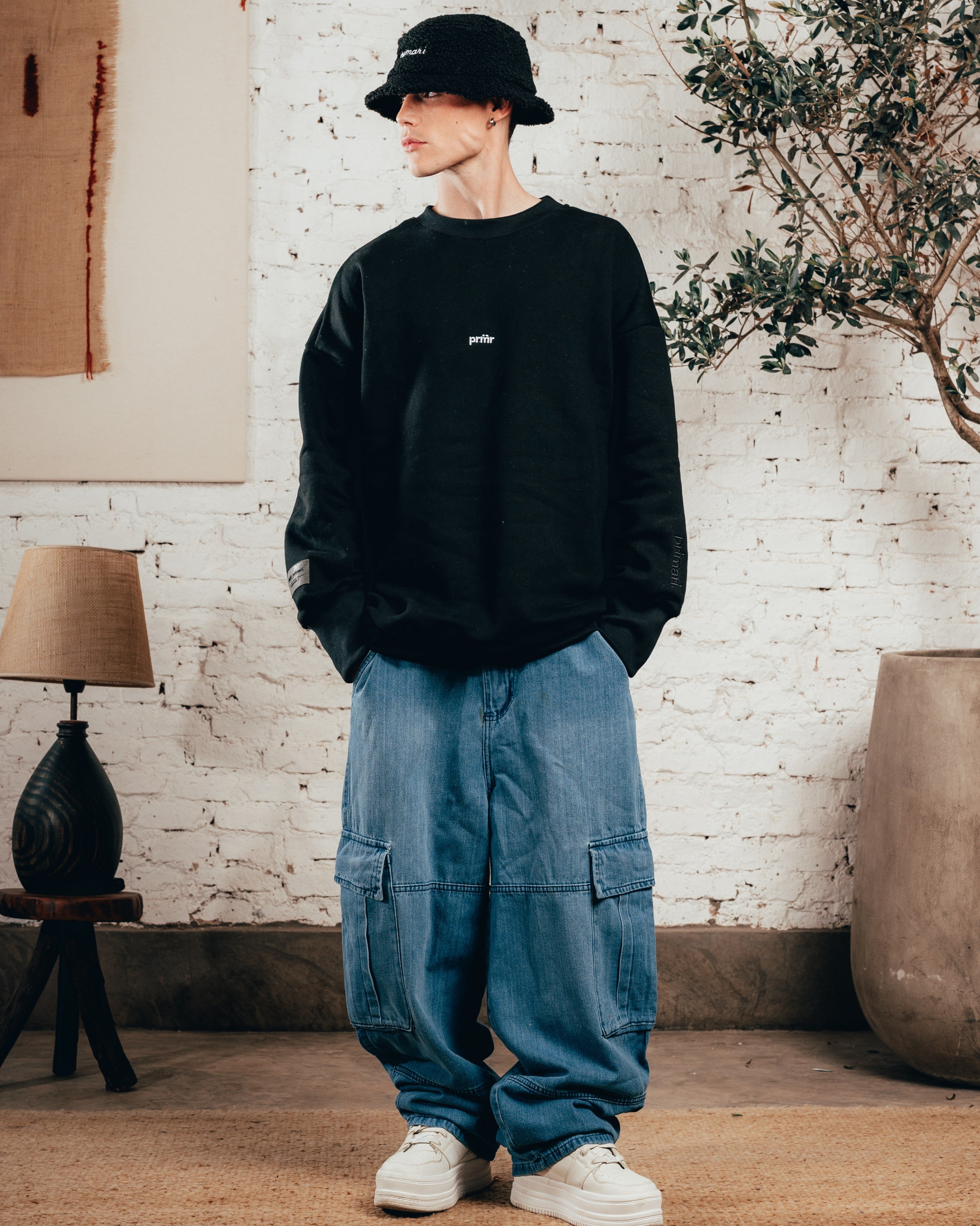 CREWNECK OVERSIZED [ PRIMARI ] JET BLACK
