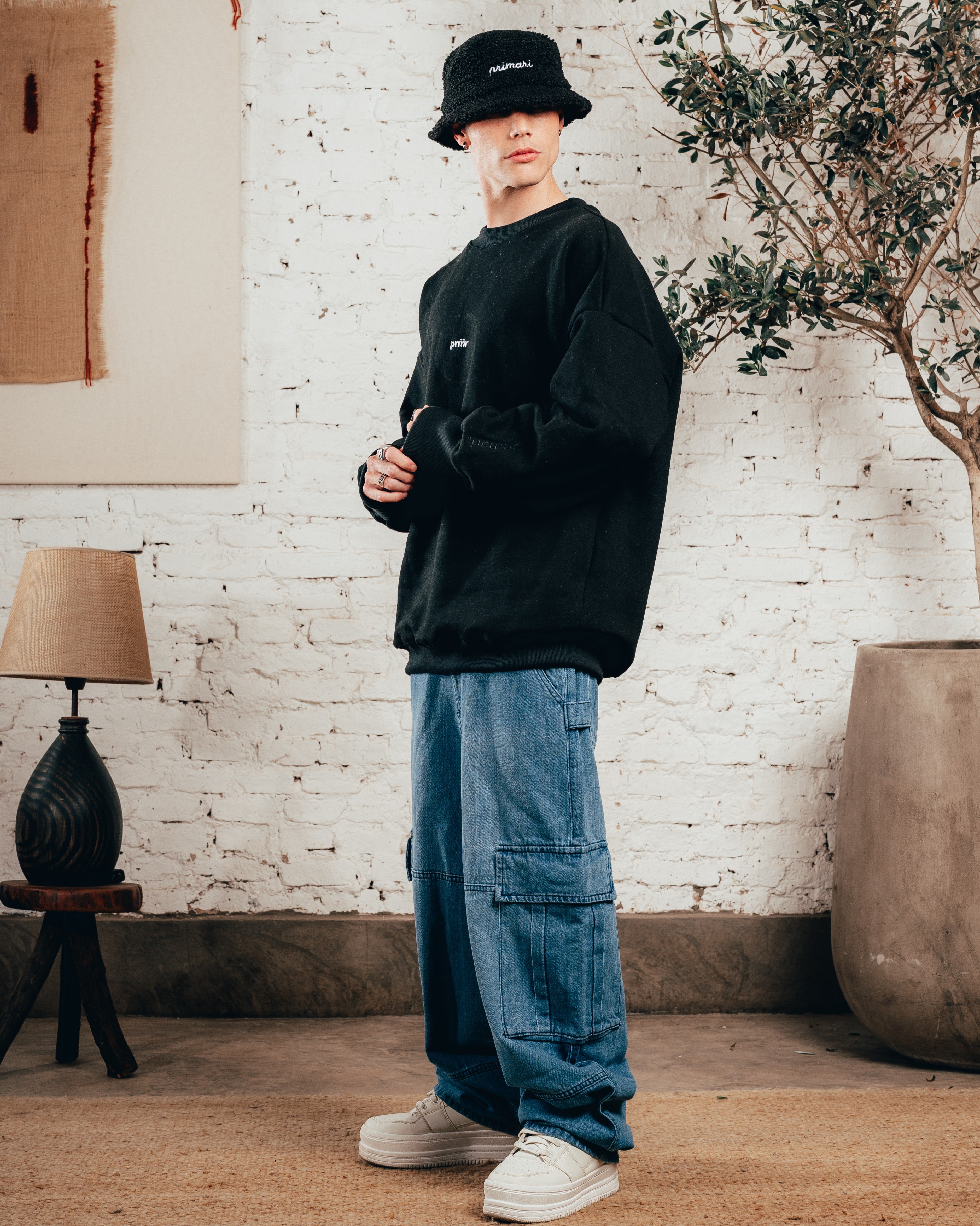 CREWNECK OVERSIZED [ PRIMARI ] JET BLACK