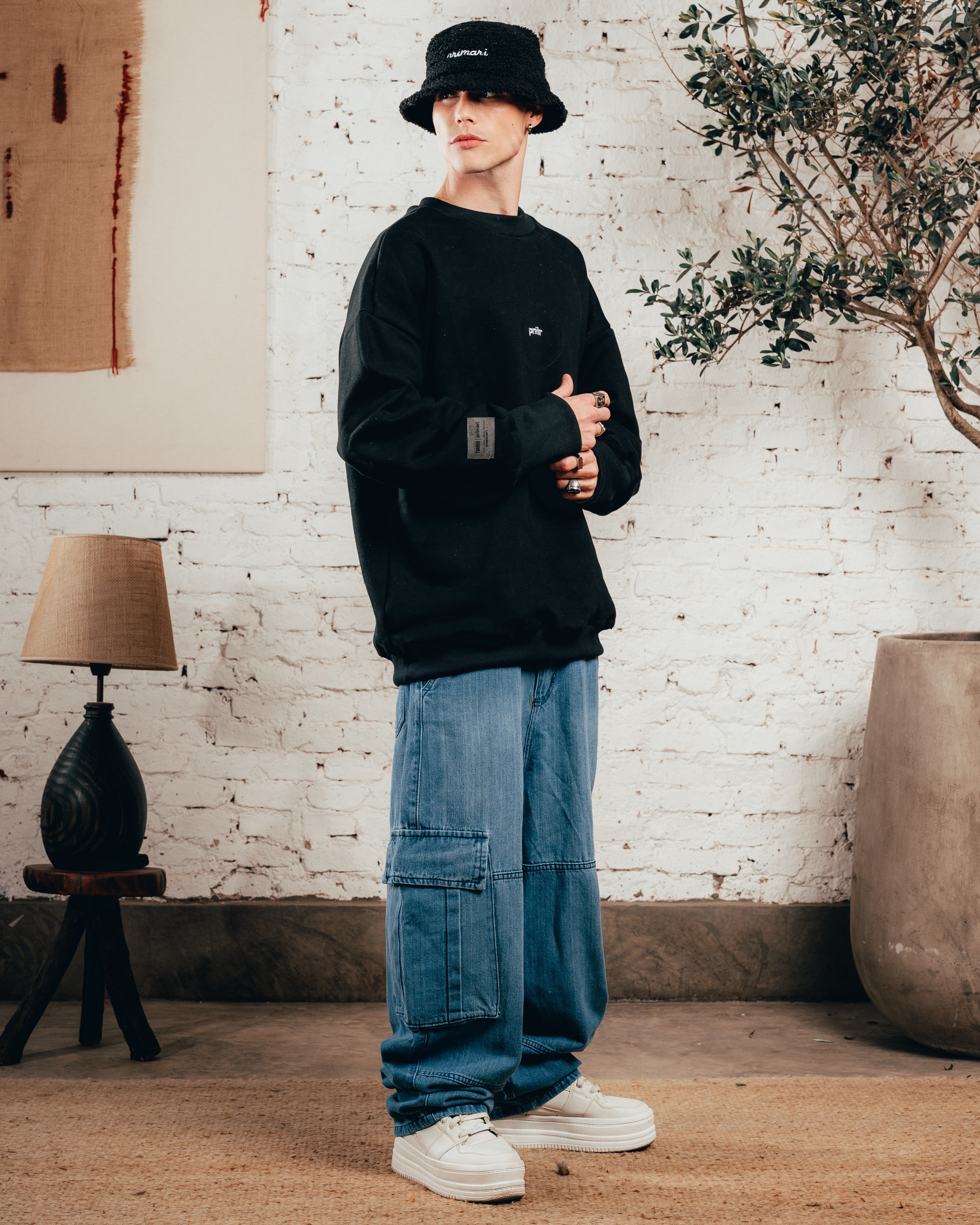 CREWNECK OVERSIZED [ PRIMARI ] JET BLACK