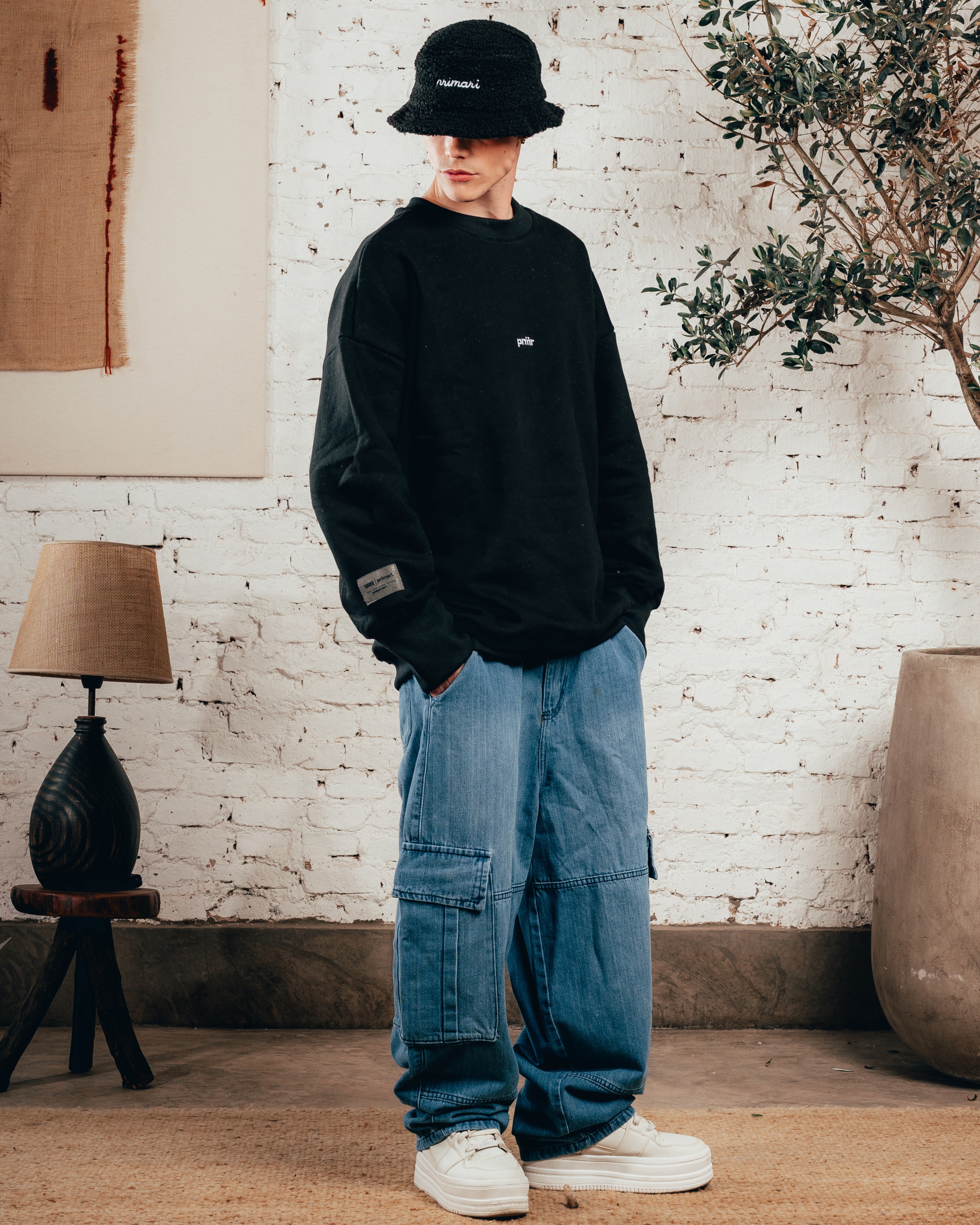 CREWNECK OVERSIZED [ PRIMARI ] JET BLACK