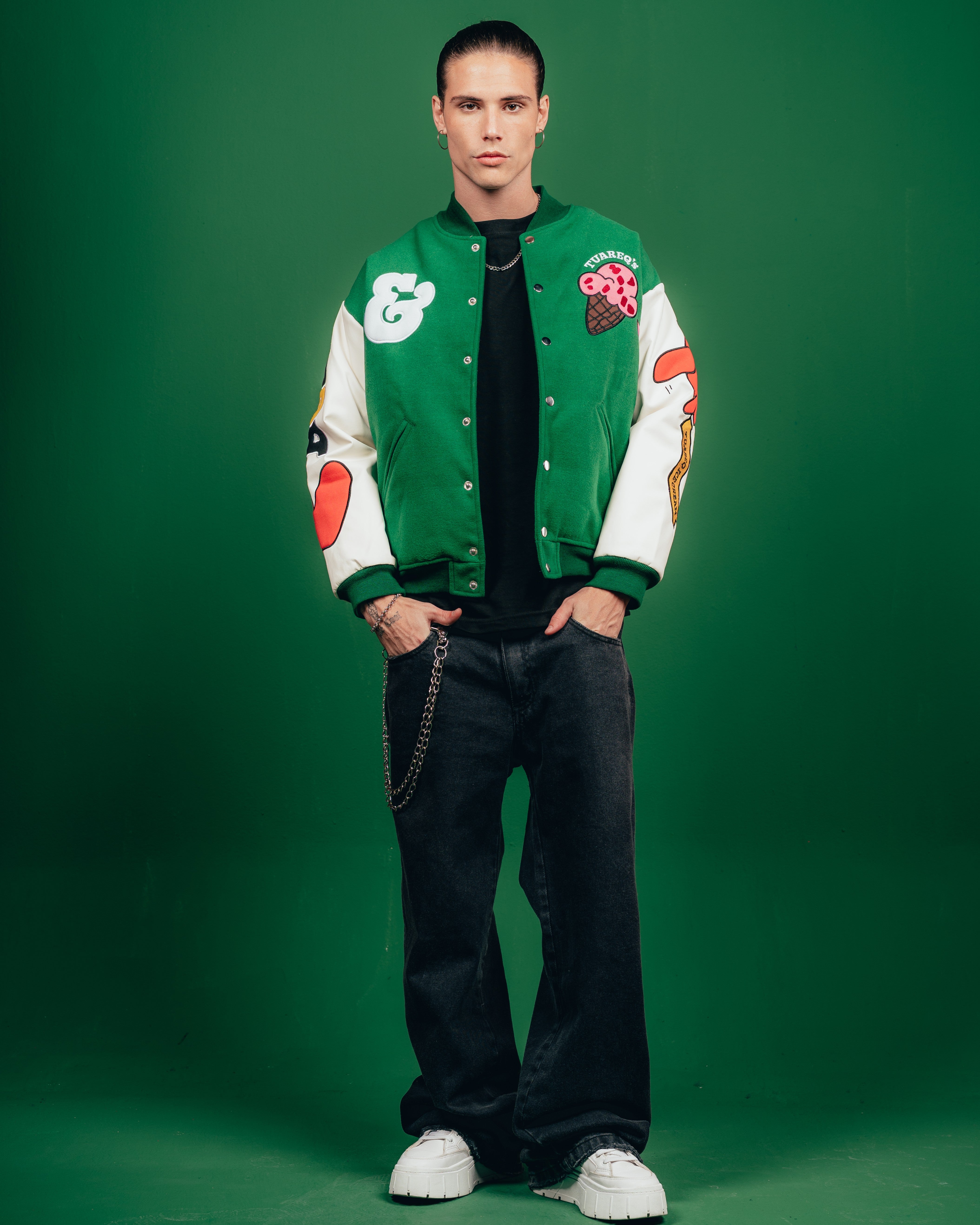 CAMPERA VARSITY CANDY [ B&J ] PATCH GREEN