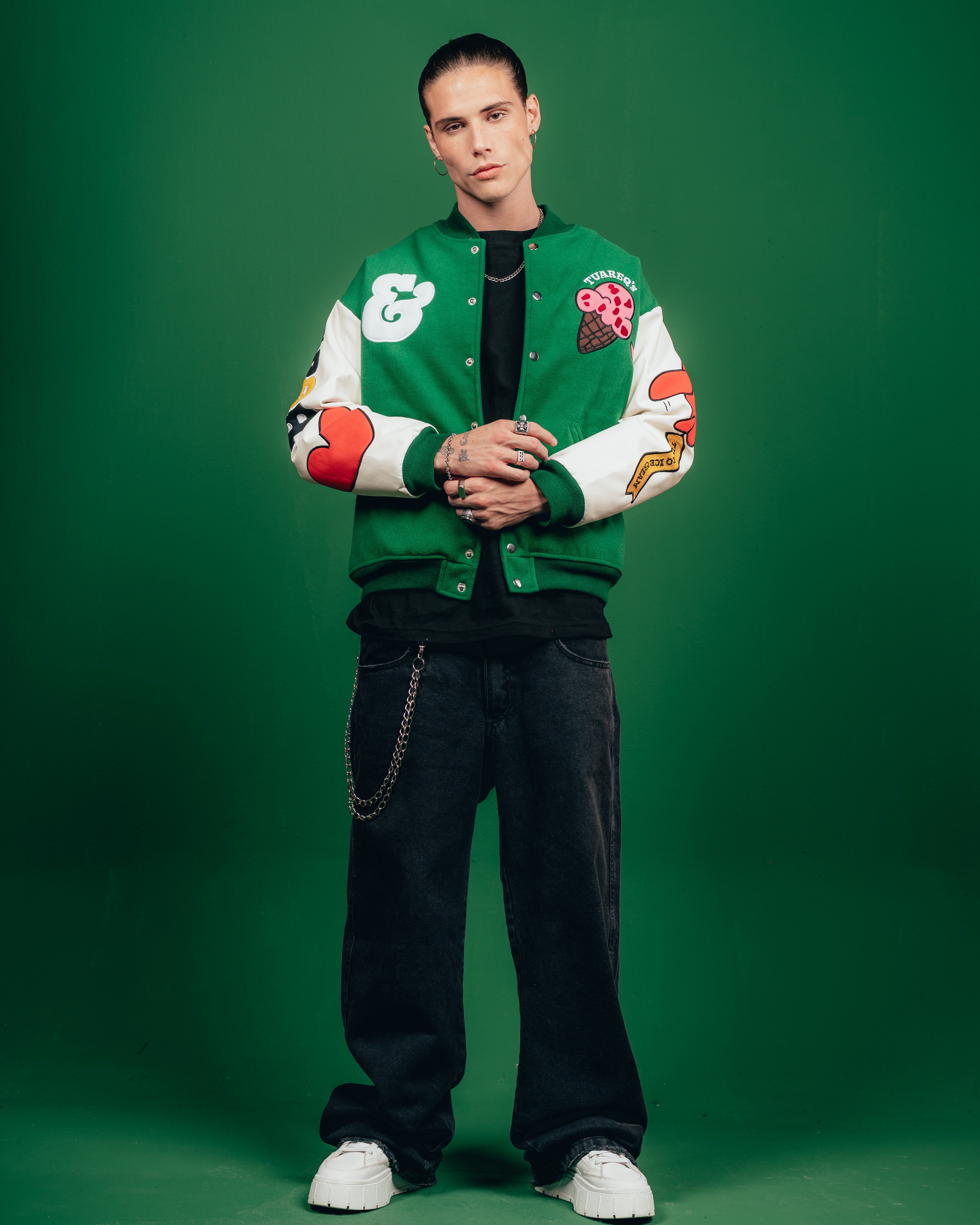 CAMPERA VARSITY CANDY [ B&J ] PATCH GREEN