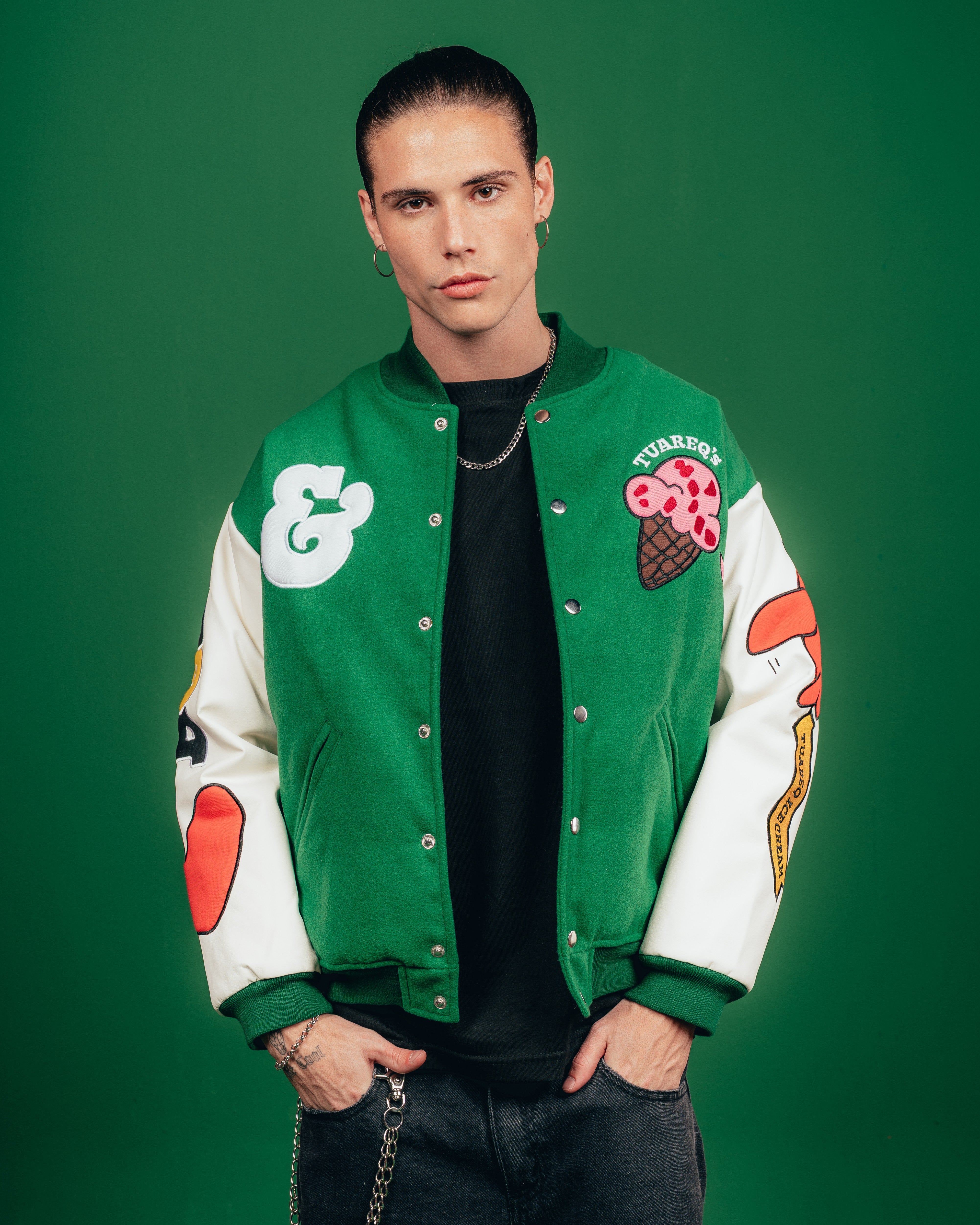 CAMPERA VARSITY CANDY [ B&J ] PATCH GREEN