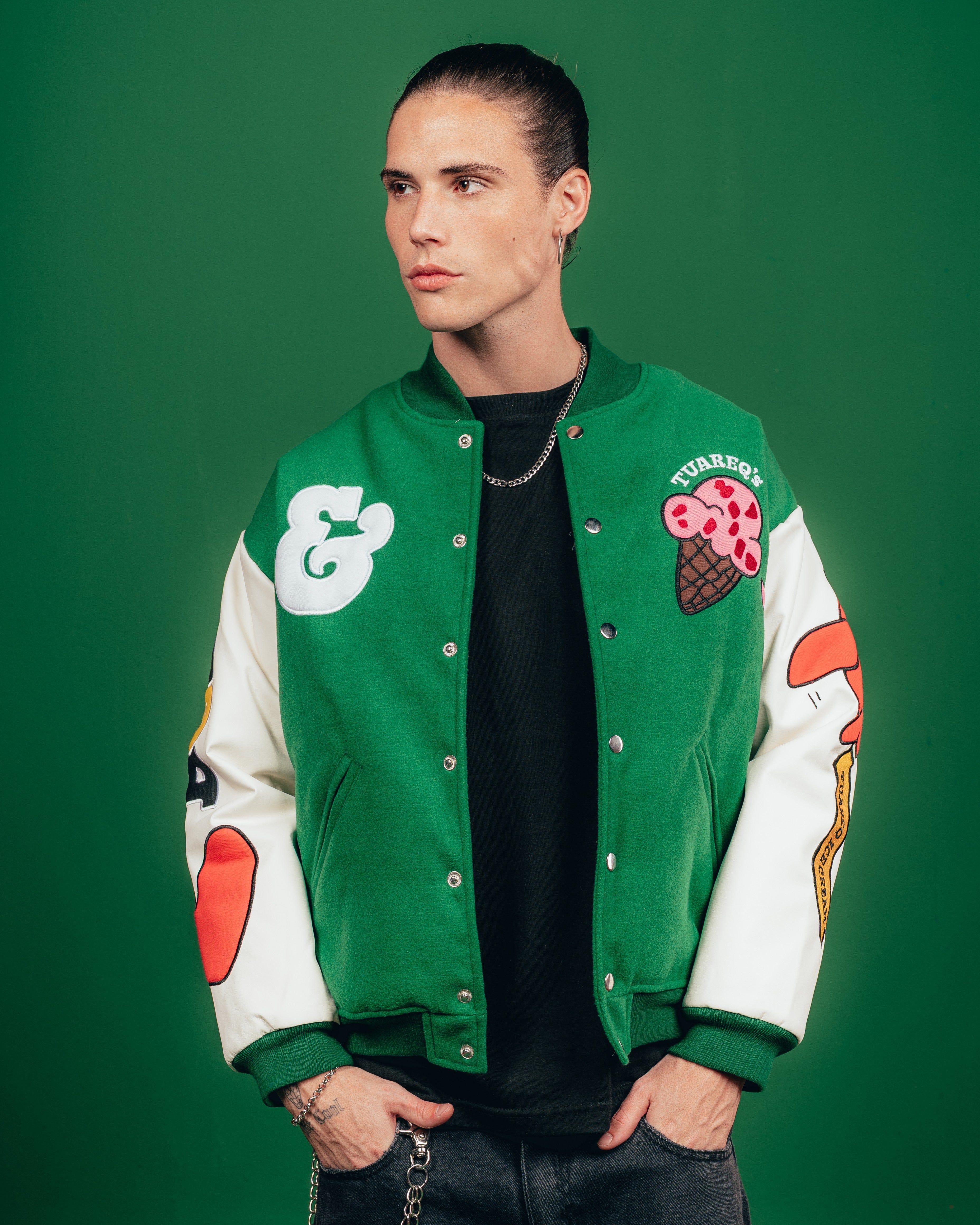 CAMPERA VARSITY CANDY [ B&J ] PATCH GREEN