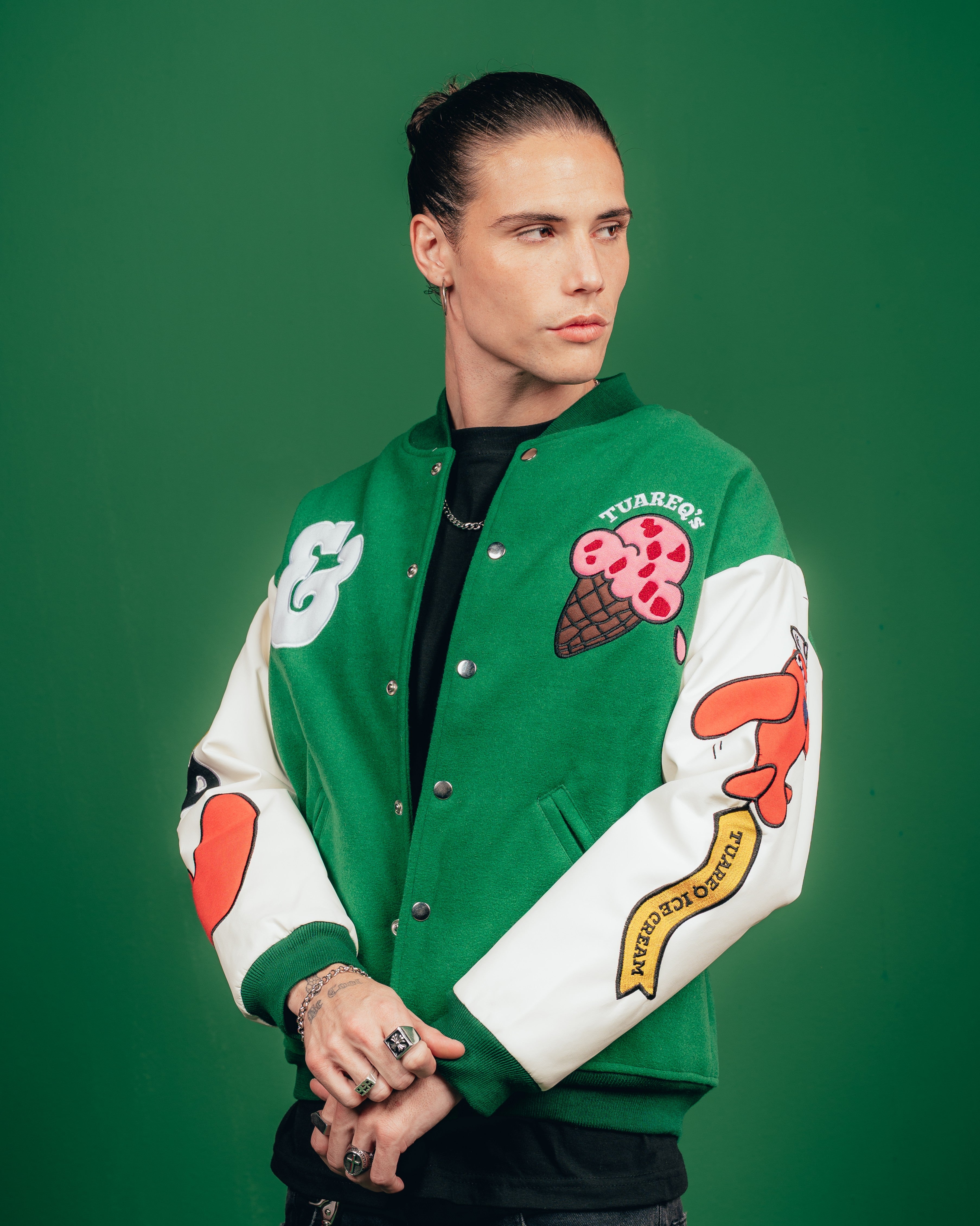 CAMPERA VARSITY CANDY [ B&J ] PATCH GREEN