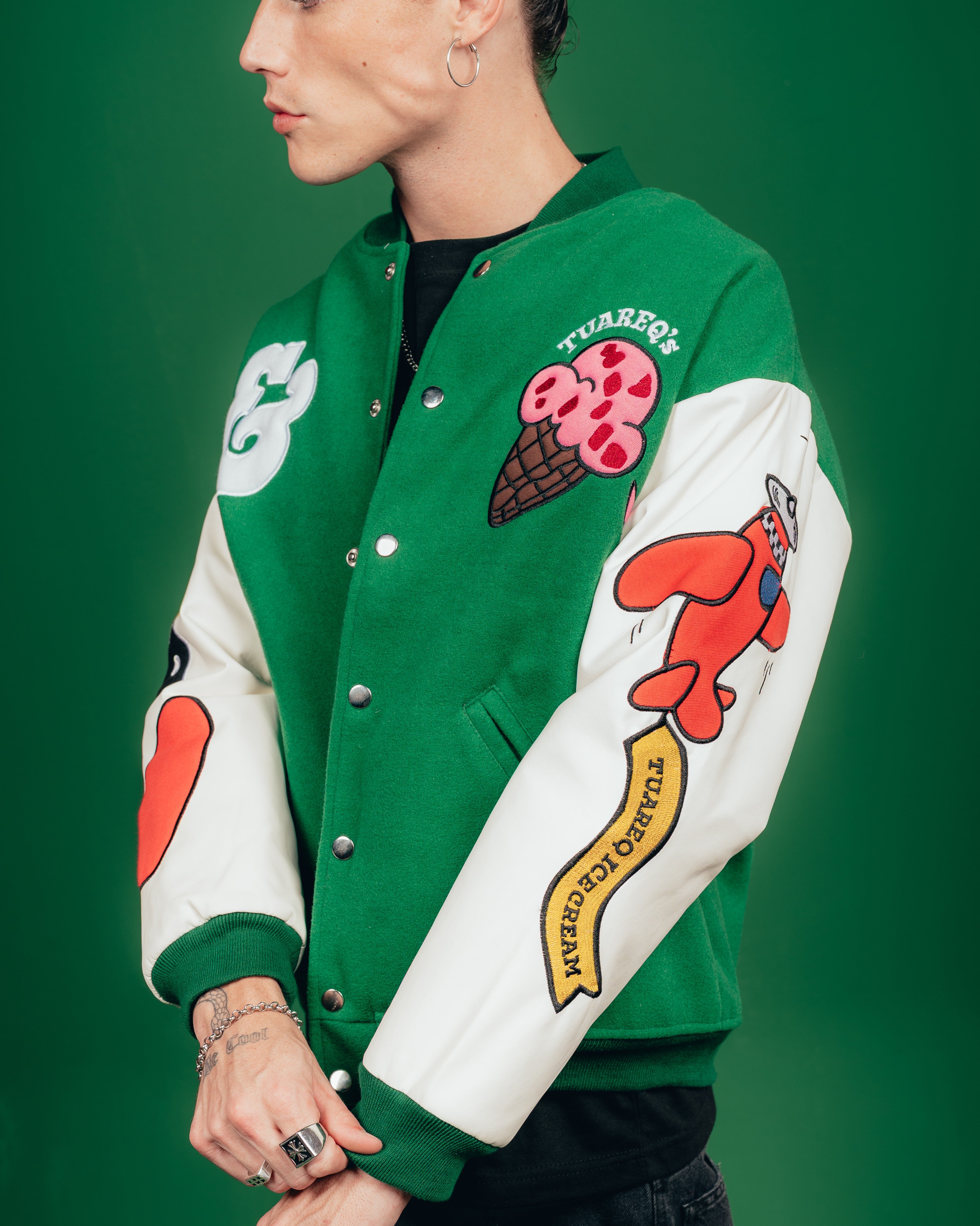 CAMPERA VARSITY CANDY [ B&J ] PATCH GREEN