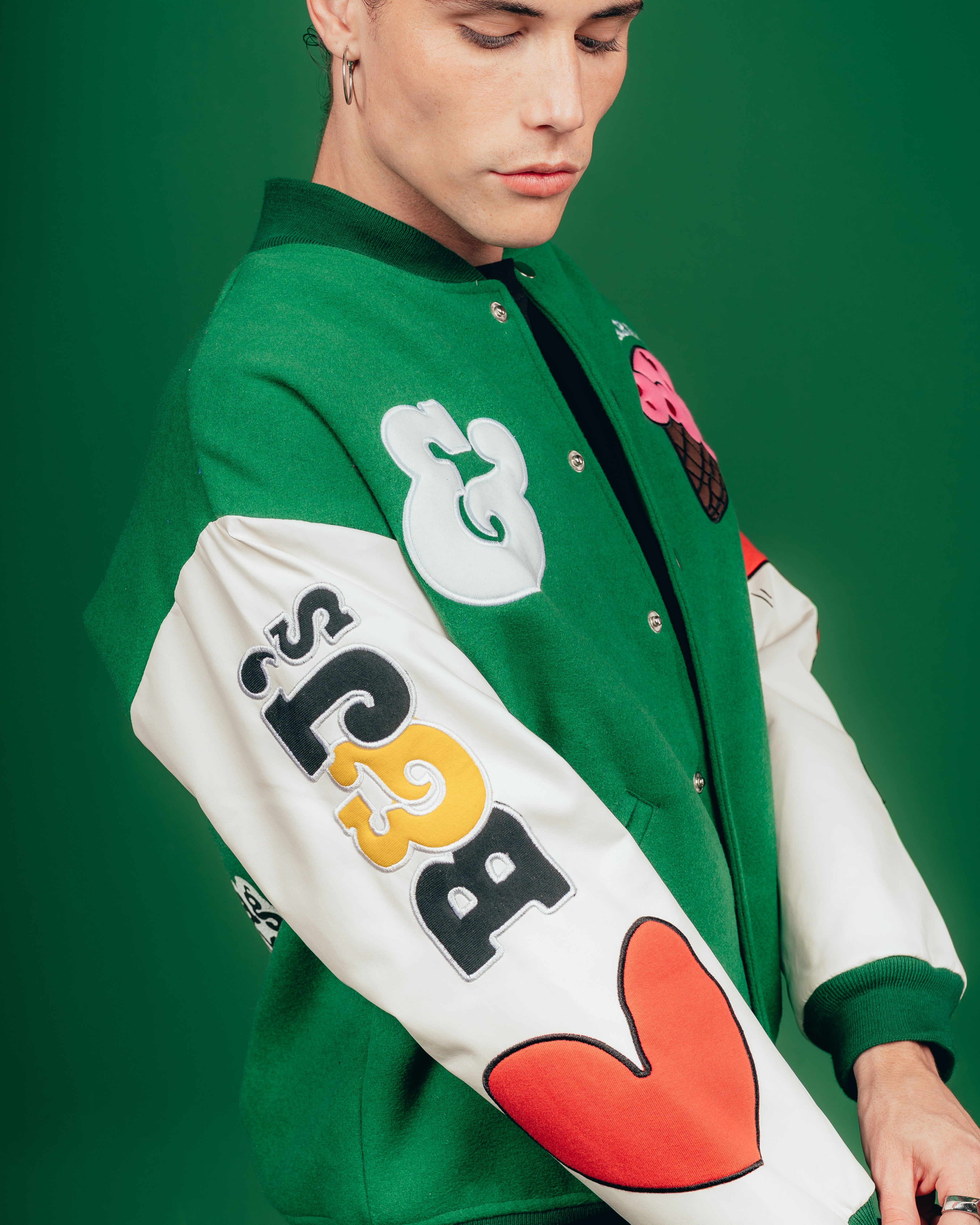 CAMPERA VARSITY CANDY [ B&J ] PATCH GREEN