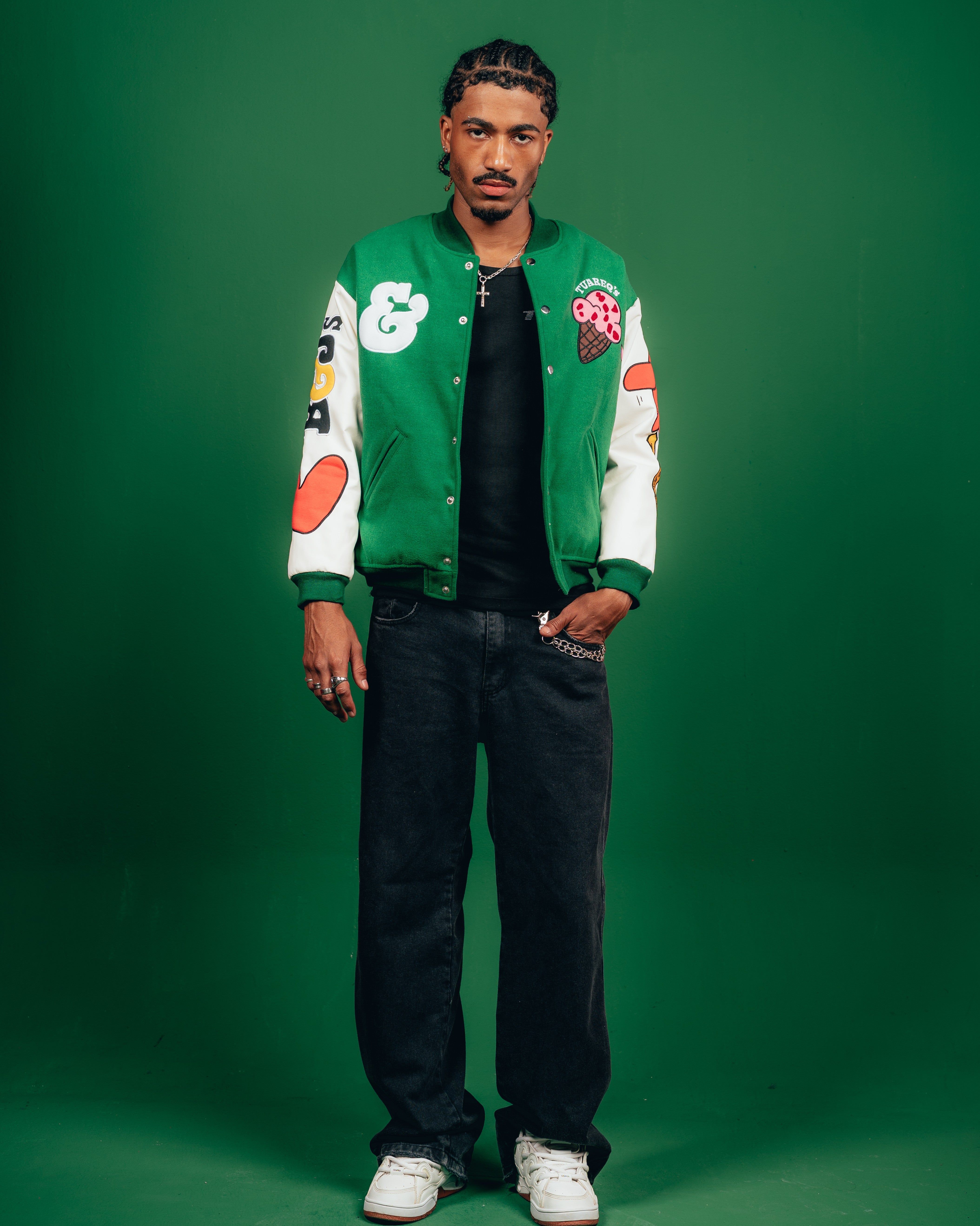 CAMPERA VARSITY CANDY [ B&J ] PATCH GREEN
