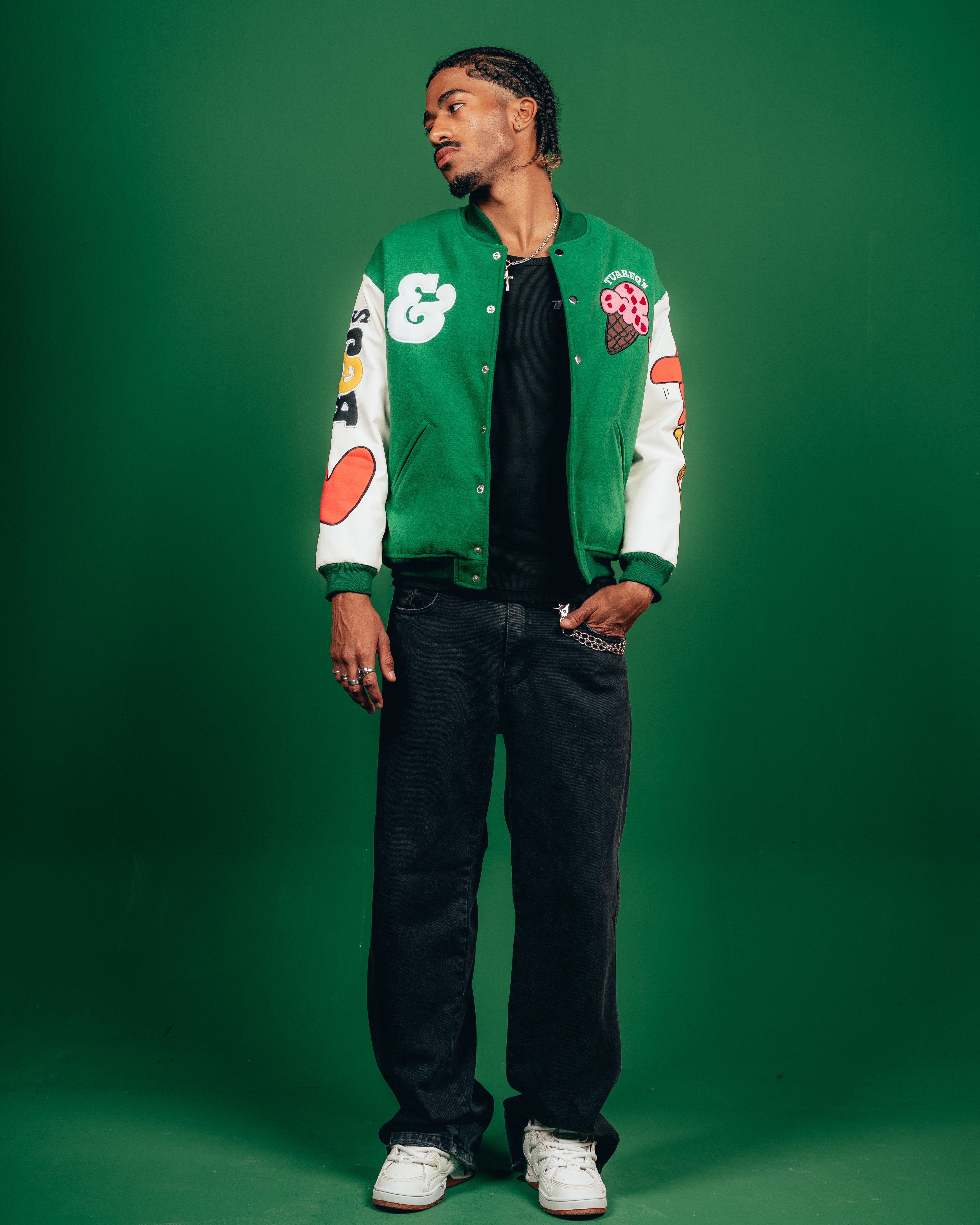 CAMPERA VARSITY CANDY [ B&J ] PATCH GREEN