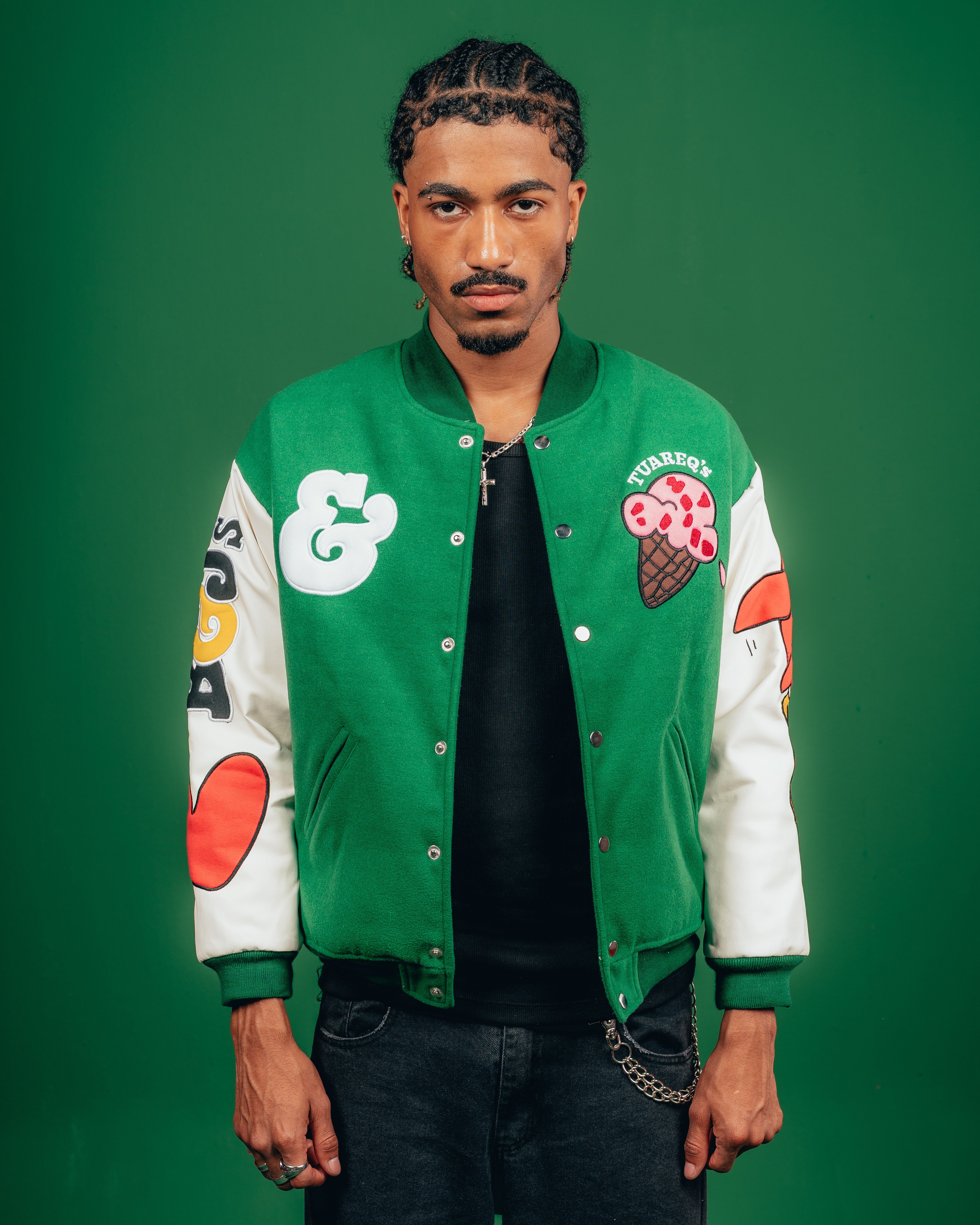 CAMPERA VARSITY CANDY [ B&J ] PATCH GREEN