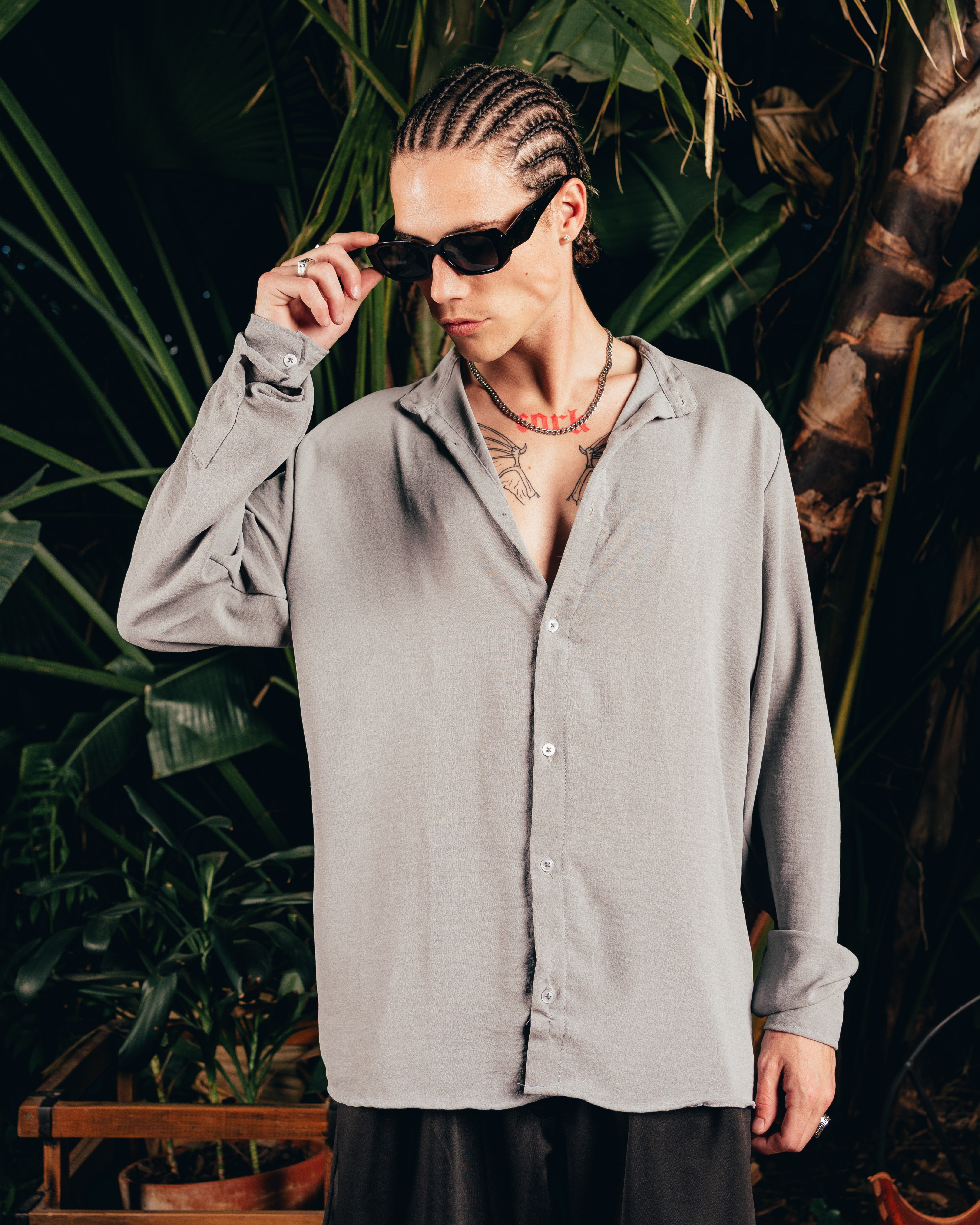 CAMISA [ CUELLO MAO CARIBBEAN ] GREY