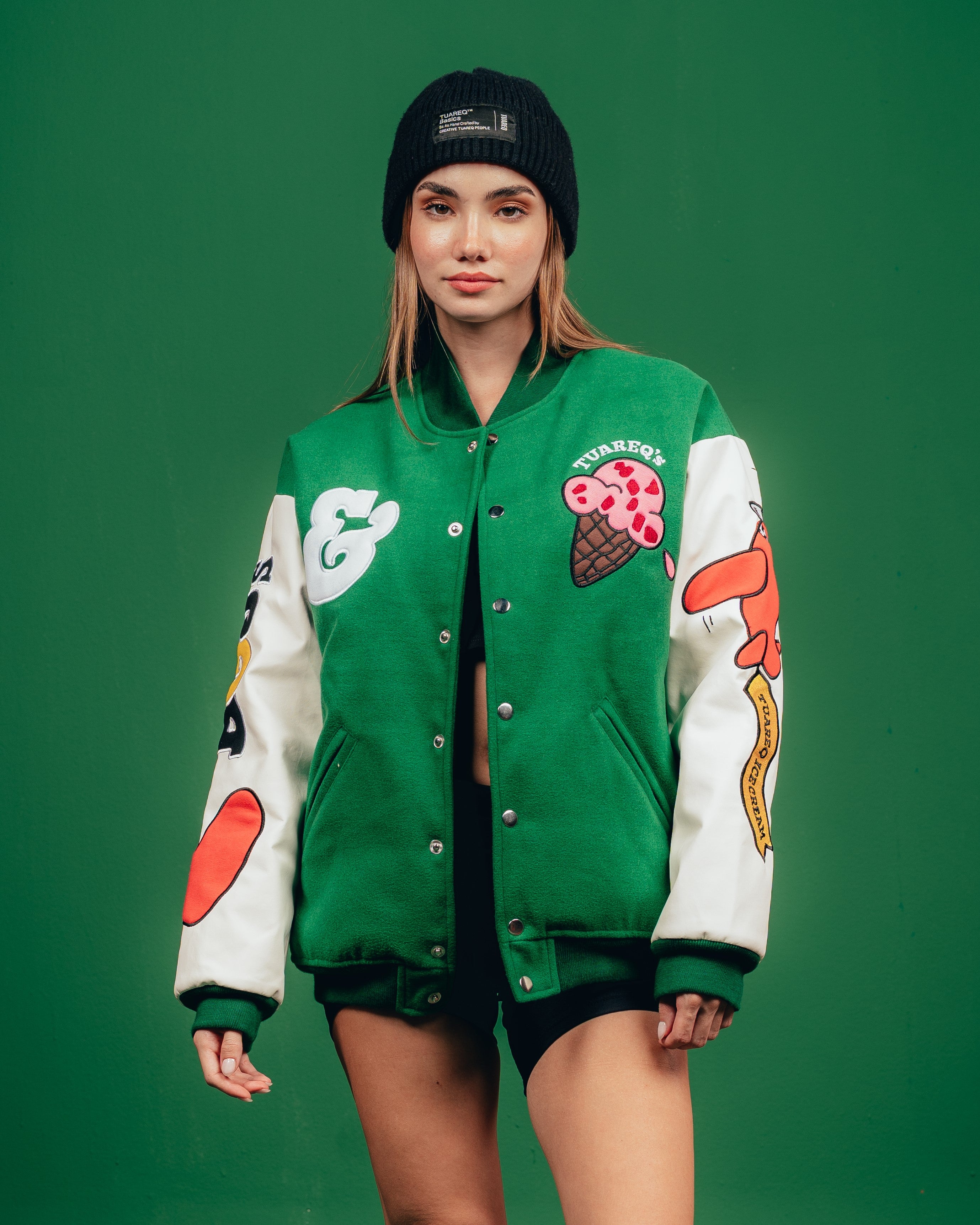 CAMPERA VARSITY CANDY [ B&J ] PATCH GREEN