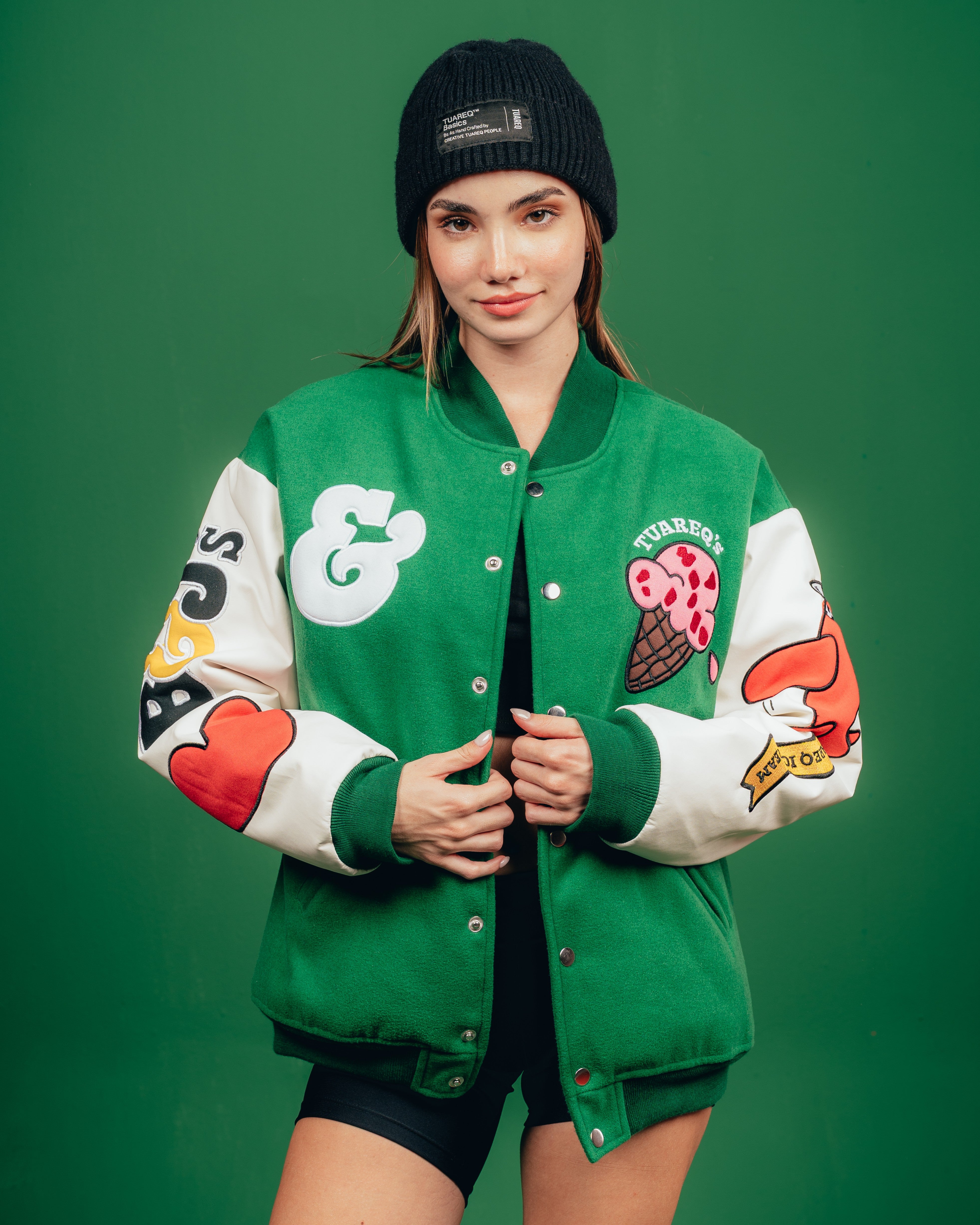 CAMPERA VARSITY CANDY [ B&J ] PATCH GREEN