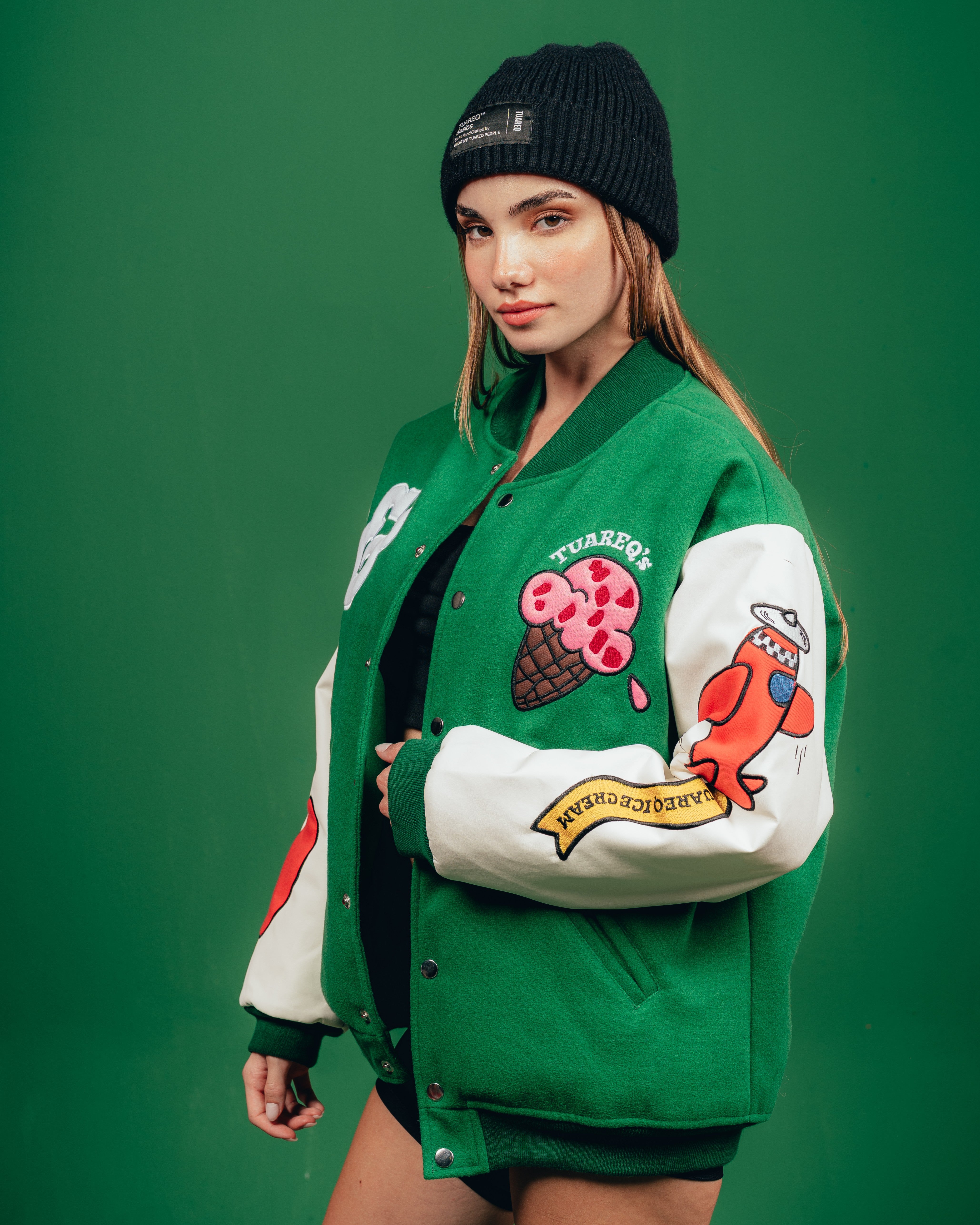 CAMPERA VARSITY CANDY [ B&J ] PATCH GREEN