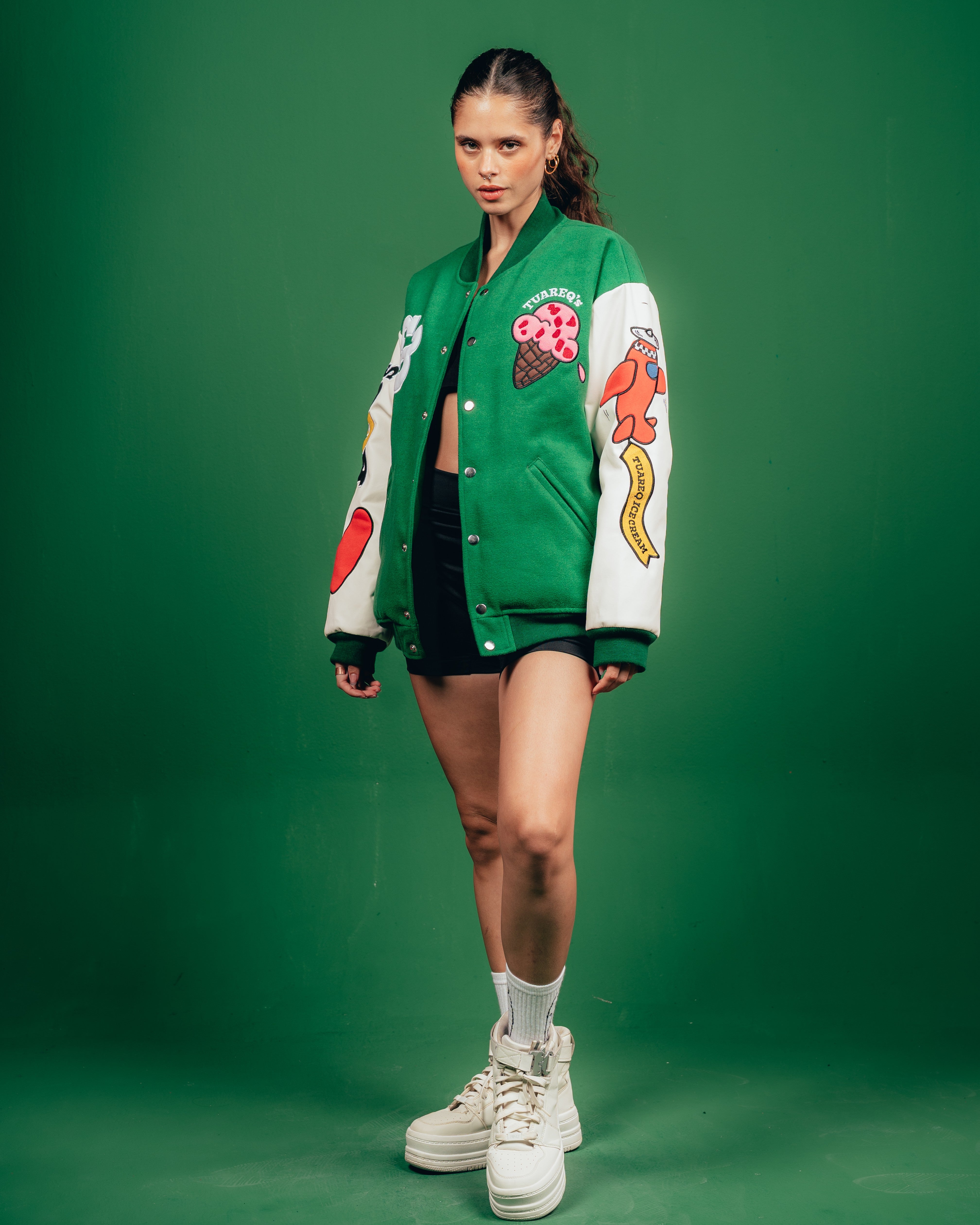 CAMPERA VARSITY CANDY [ B&J ] PATCH GREEN