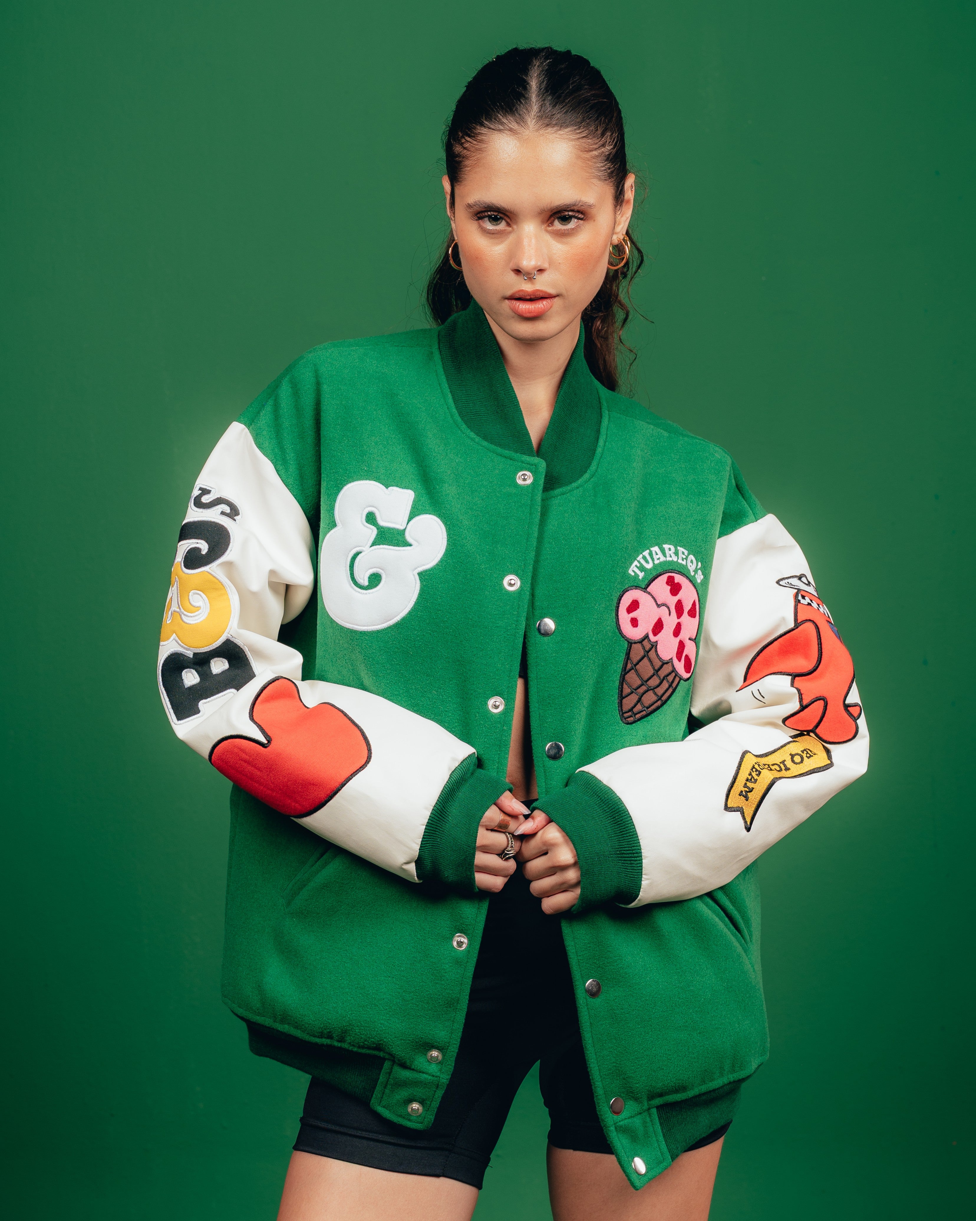 CAMPERA VARSITY CANDY [ B&J ] PATCH GREEN