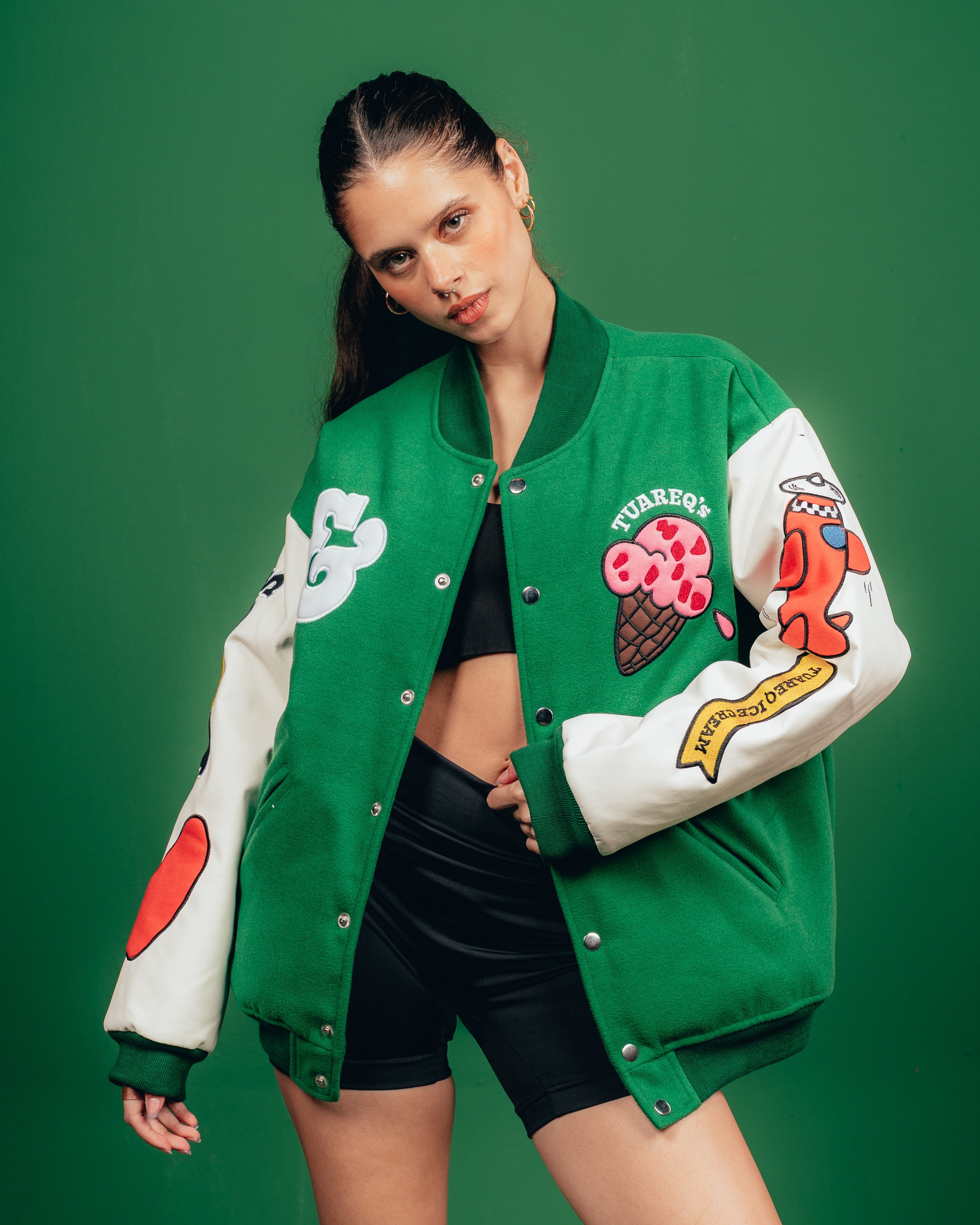 CAMPERA VARSITY CANDY [ B&J ] PATCH GREEN
