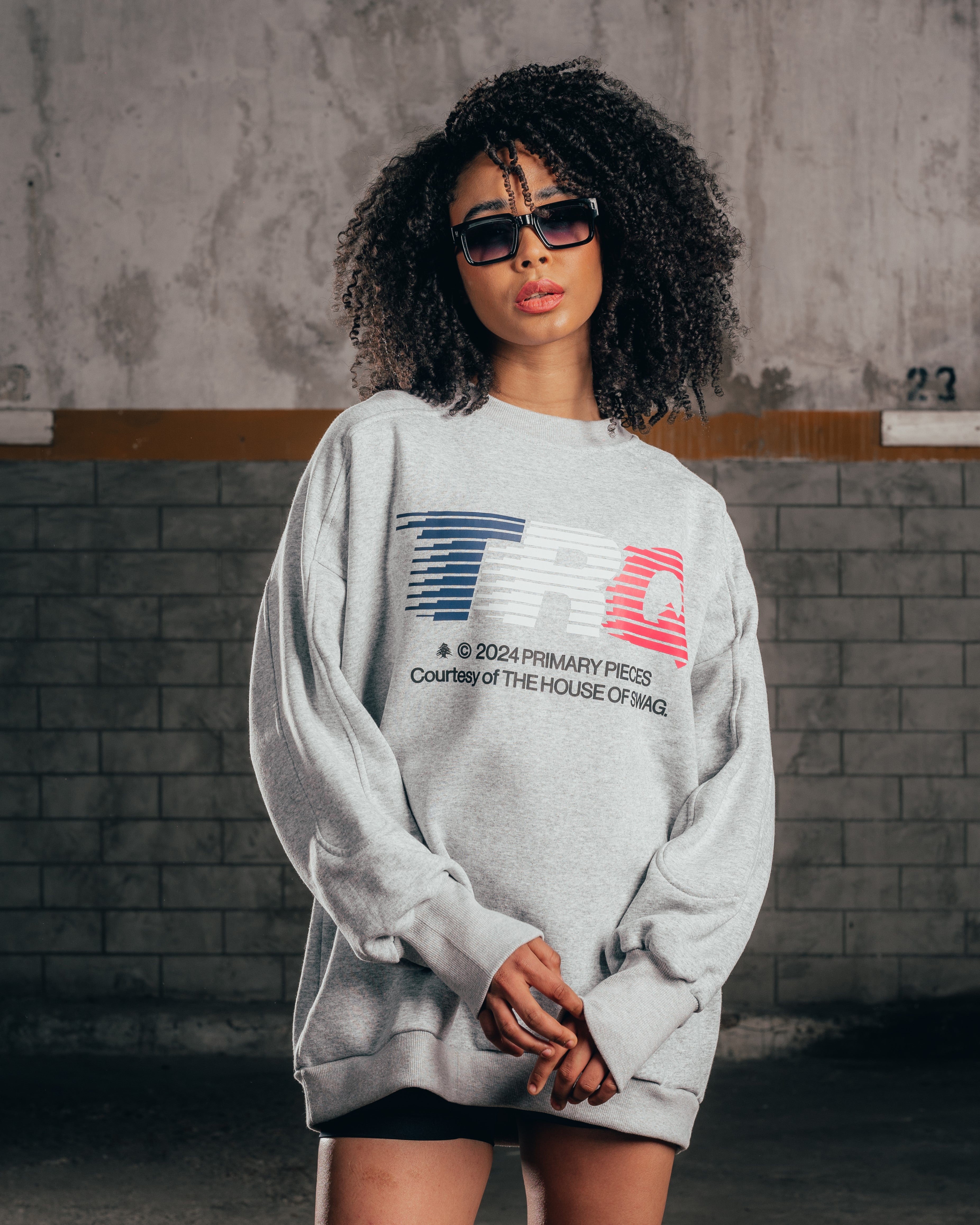 CREWNECK [ PRIMARY OLYMPICS LOGO ] GRIS MELANGE