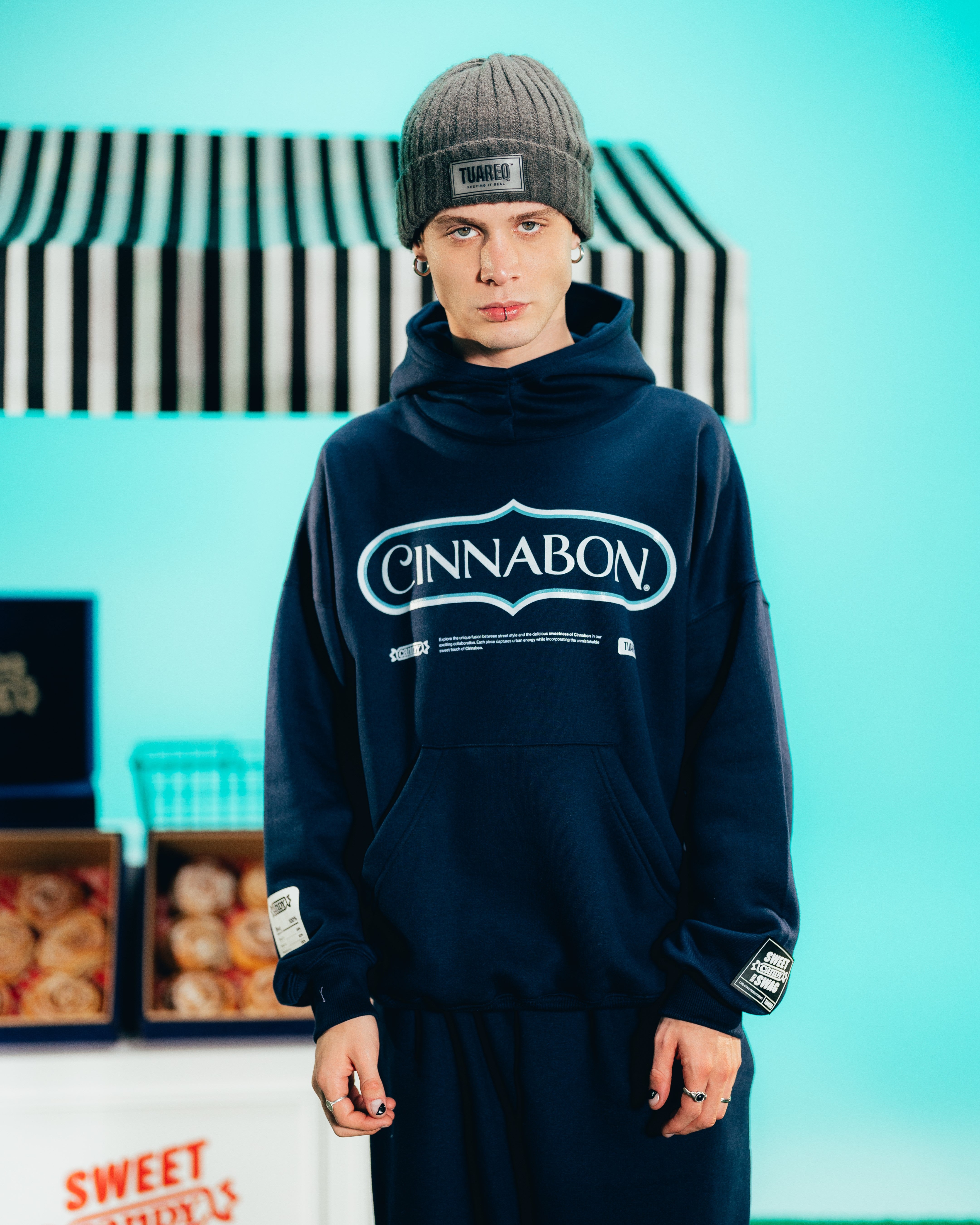 HOODIE PESADO [ CINNABON ] MARINO