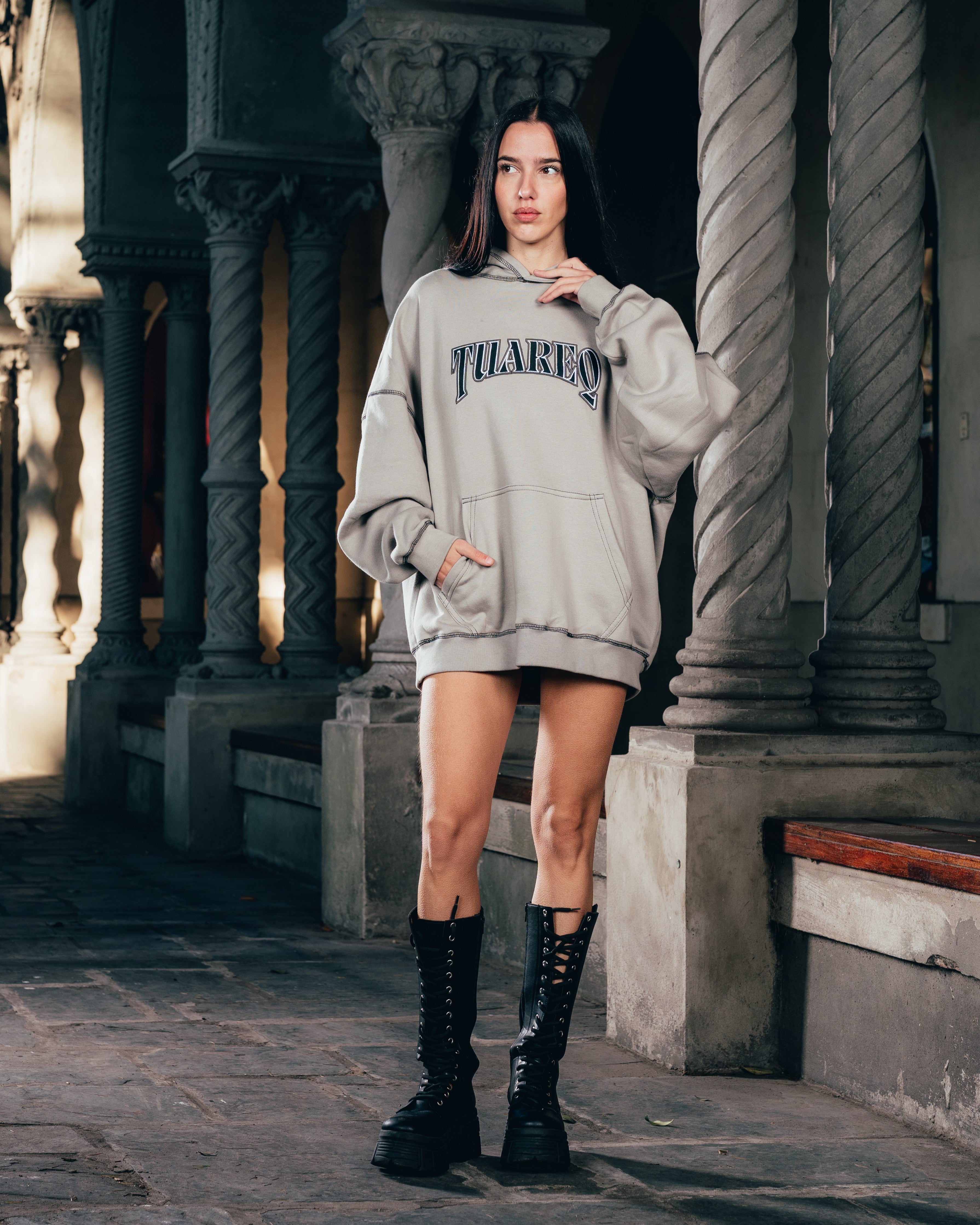 HOODIE [ WARRIOR ] COSTURA SMOKE  GREY