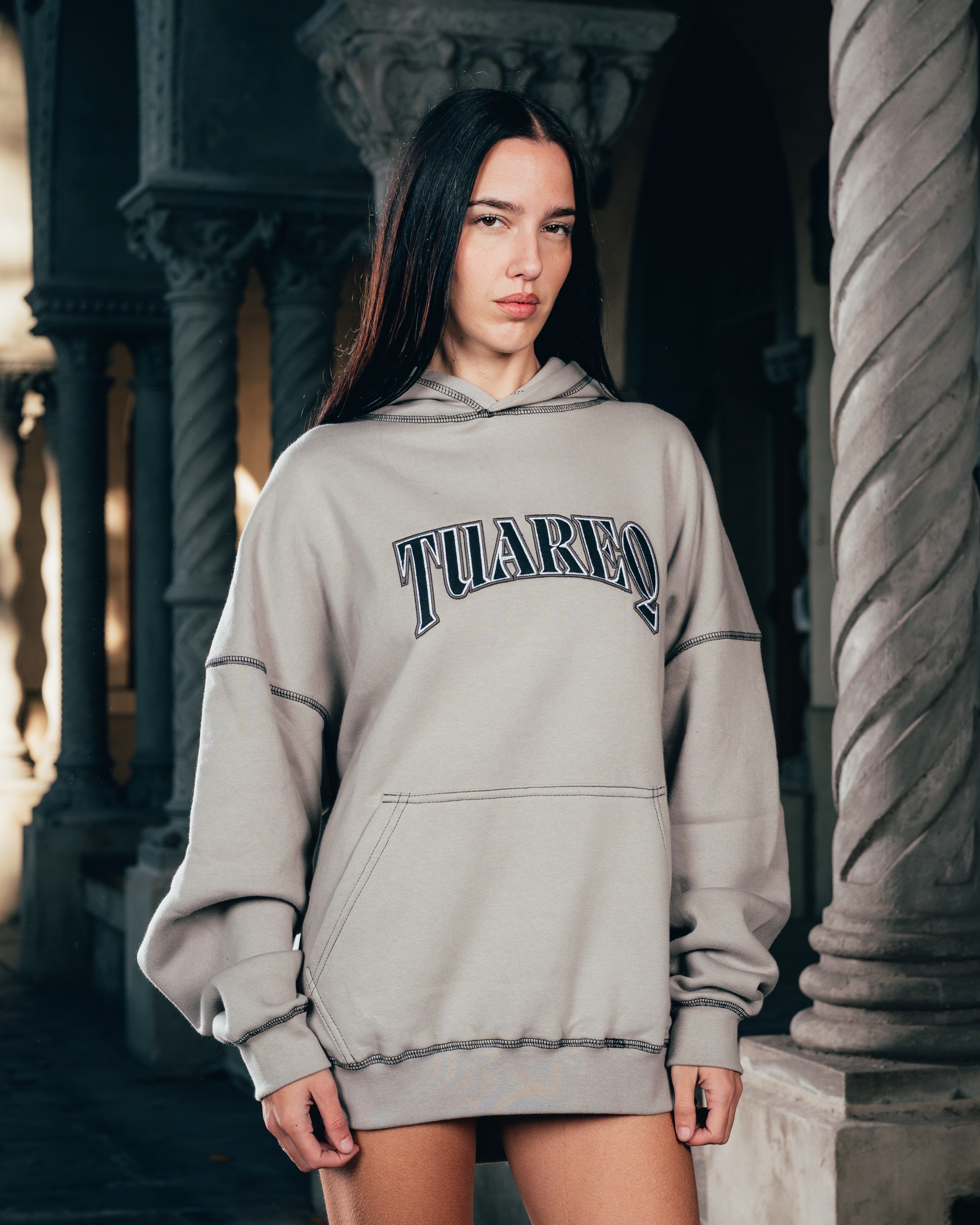 HOODIE [ WARRIOR ] COSTURA SMOKE  GREY
