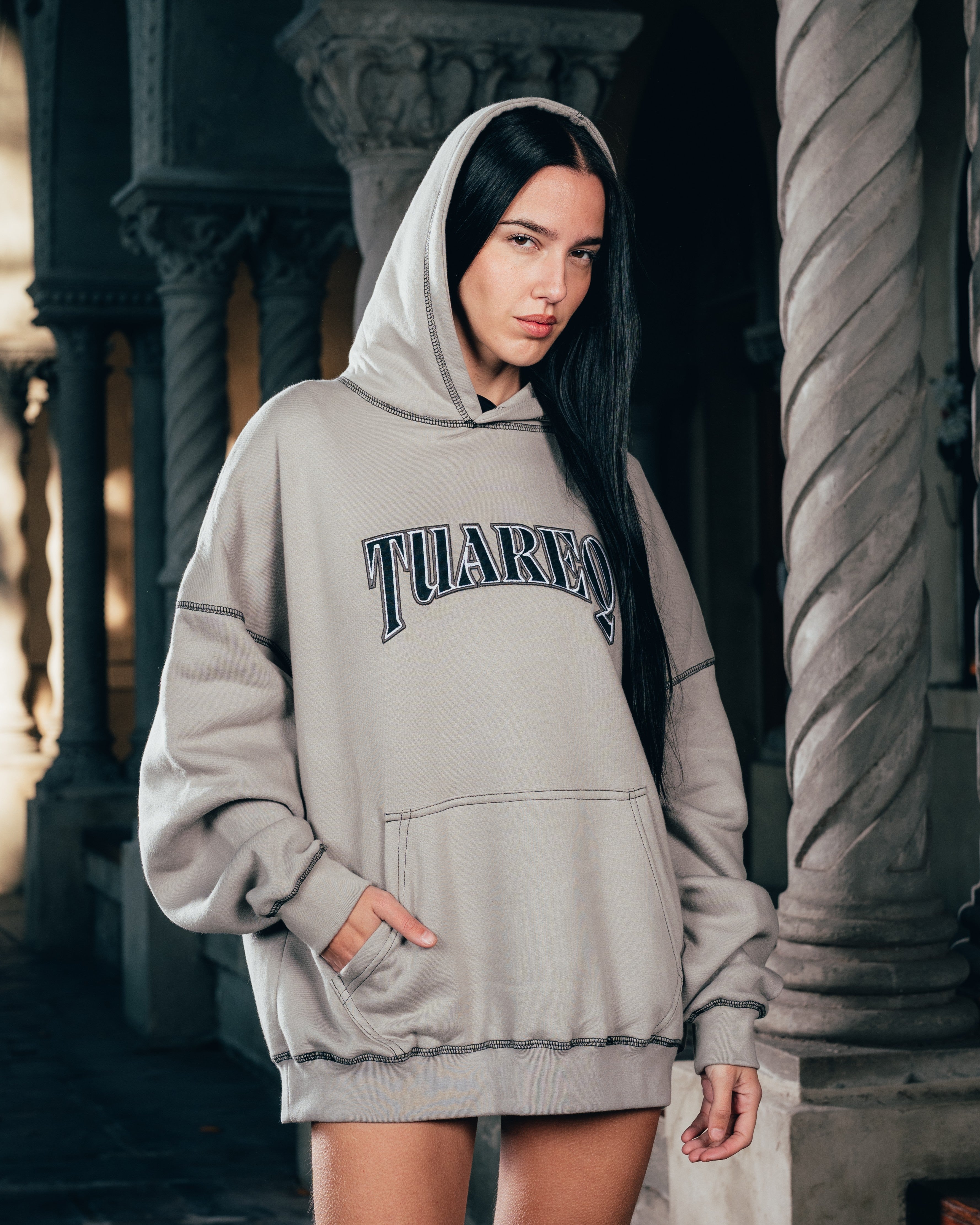 HOODIE [ WARRIOR ] COSTURA SMOKE  GREY