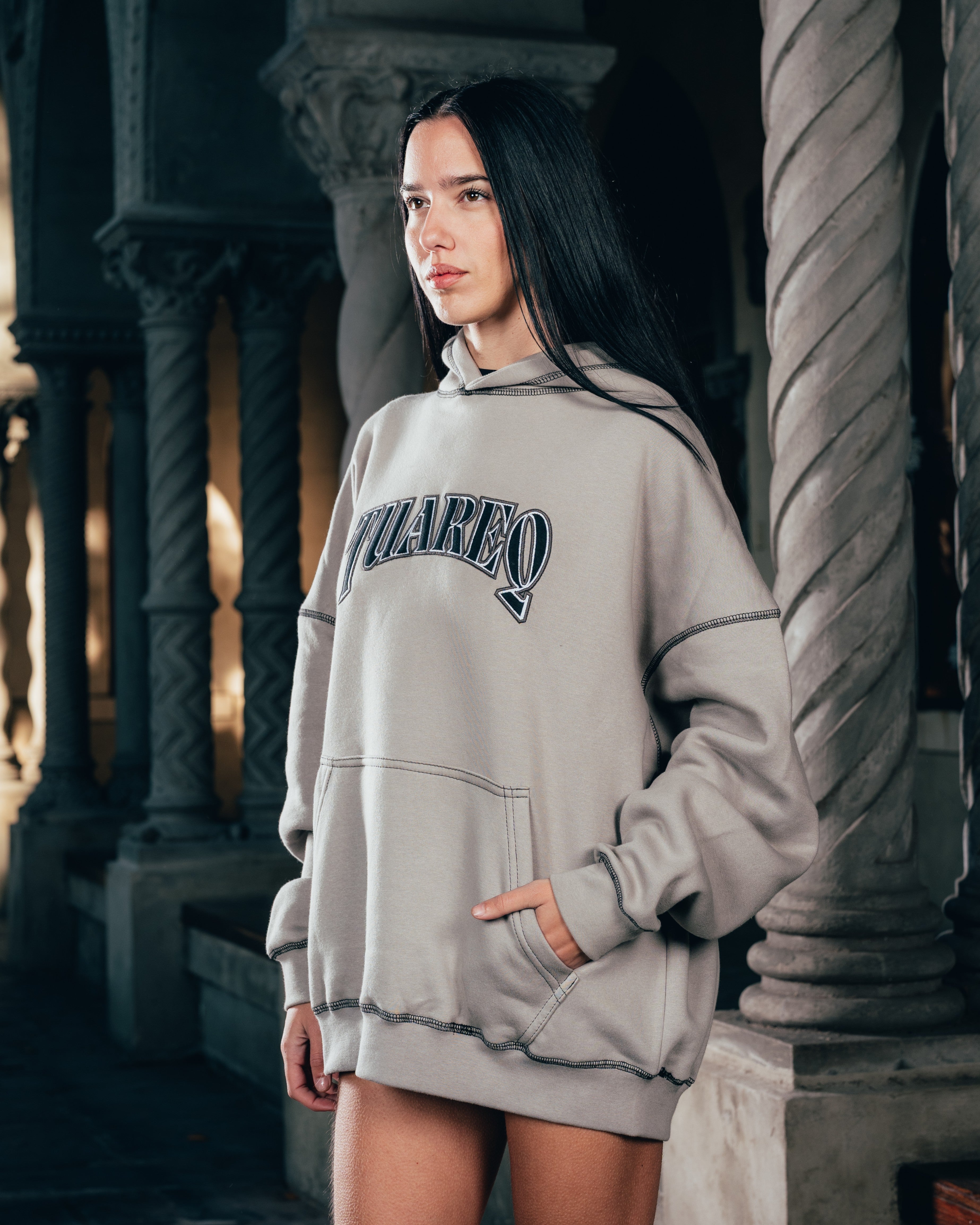 HOODIE [ WARRIOR ] COSTURA SMOKE  GREY