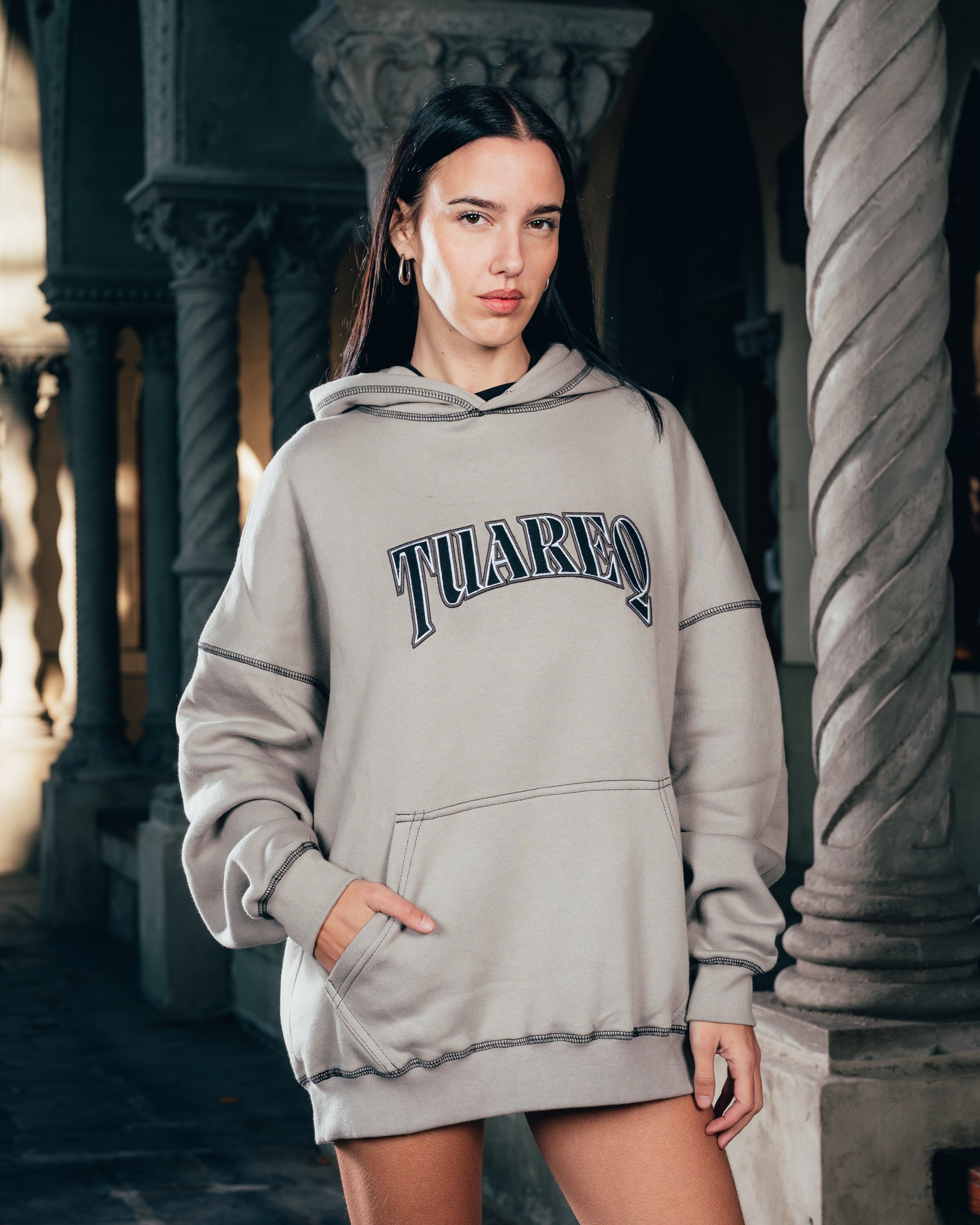 HOODIE [ WARRIOR ] COSTURA SMOKE  GREY
