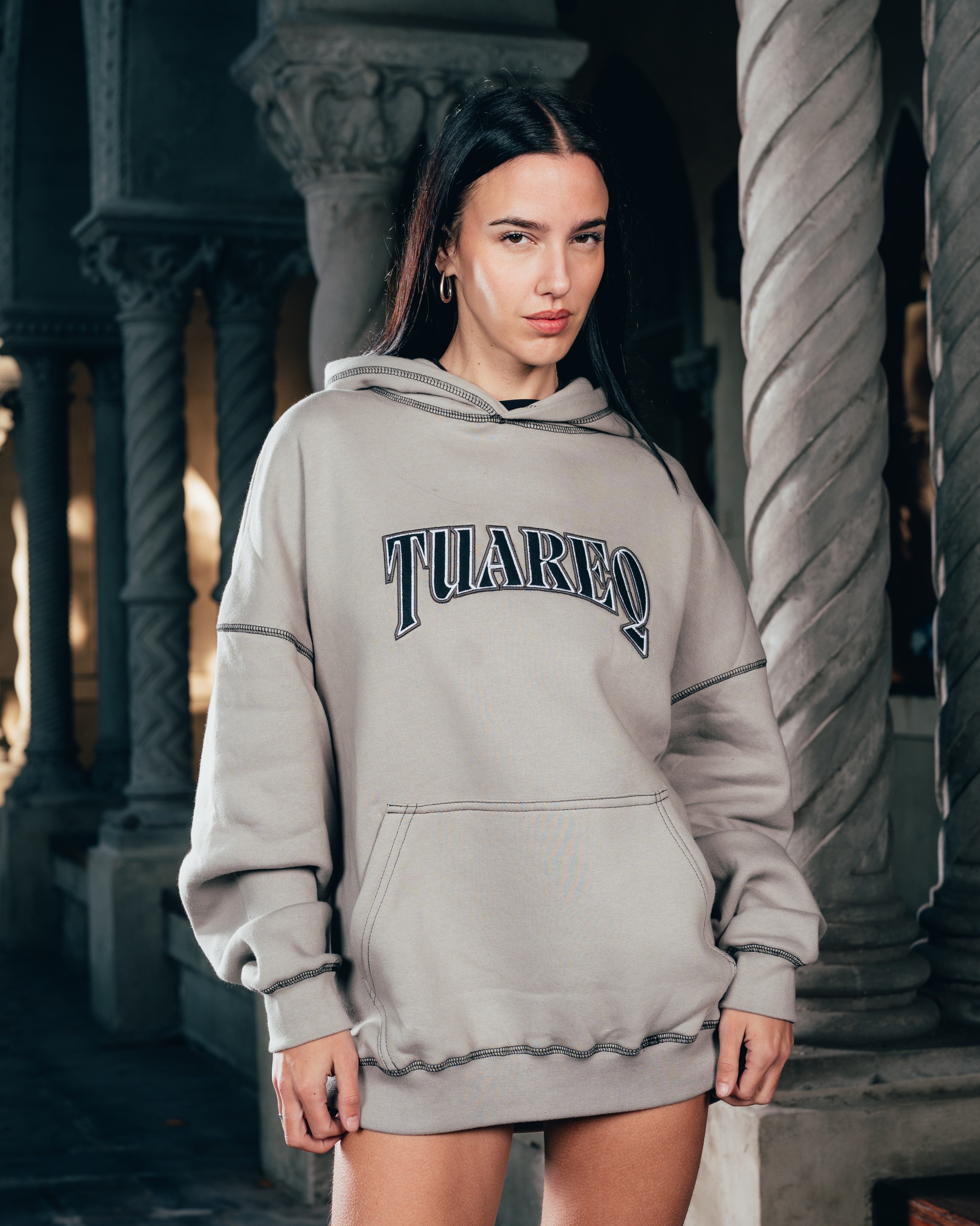 HOODIE [ WARRIOR ] COSTURA SMOKE  GREY