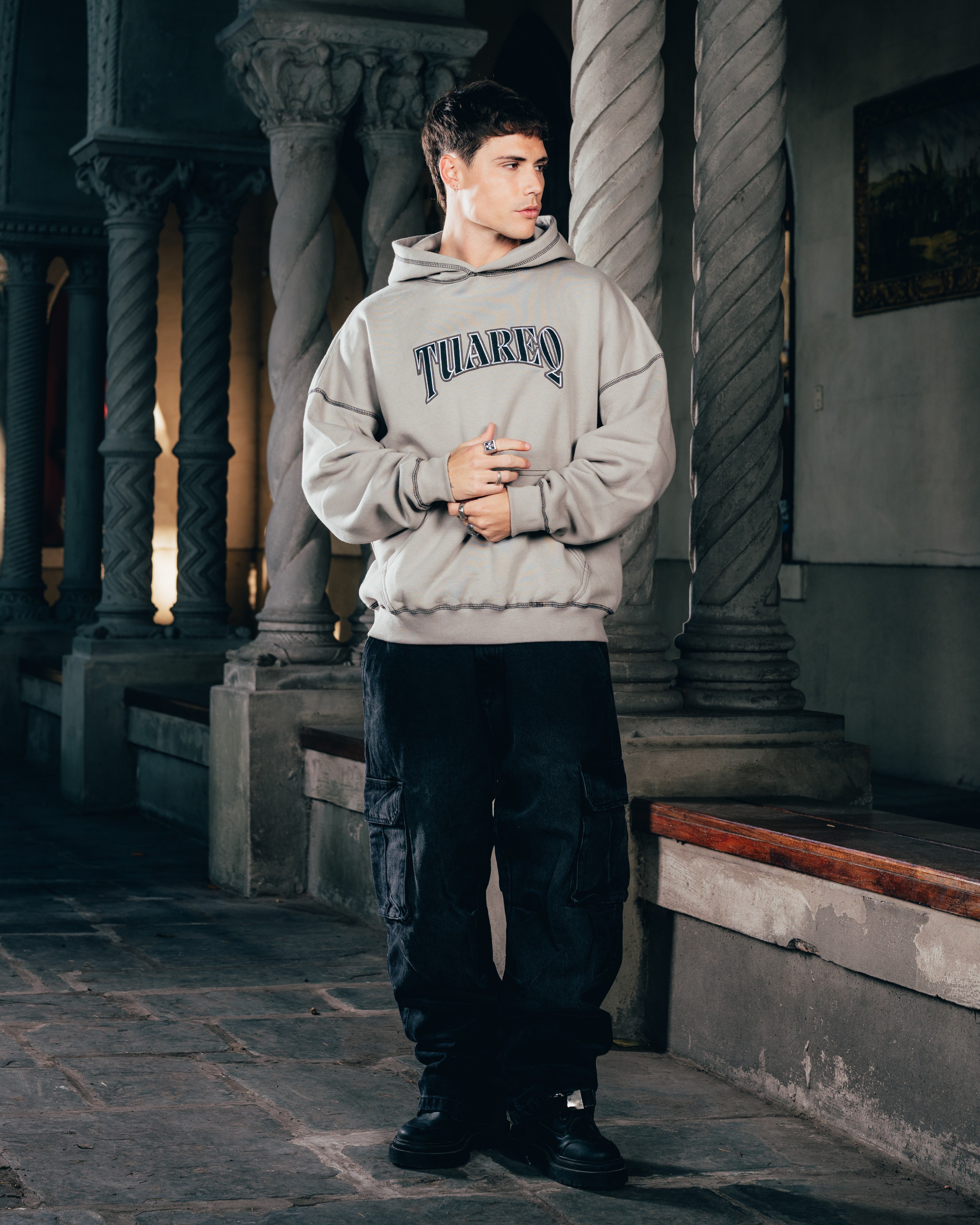 HOODIE [ WARRIOR ] COSTURA SMOKE  GREY