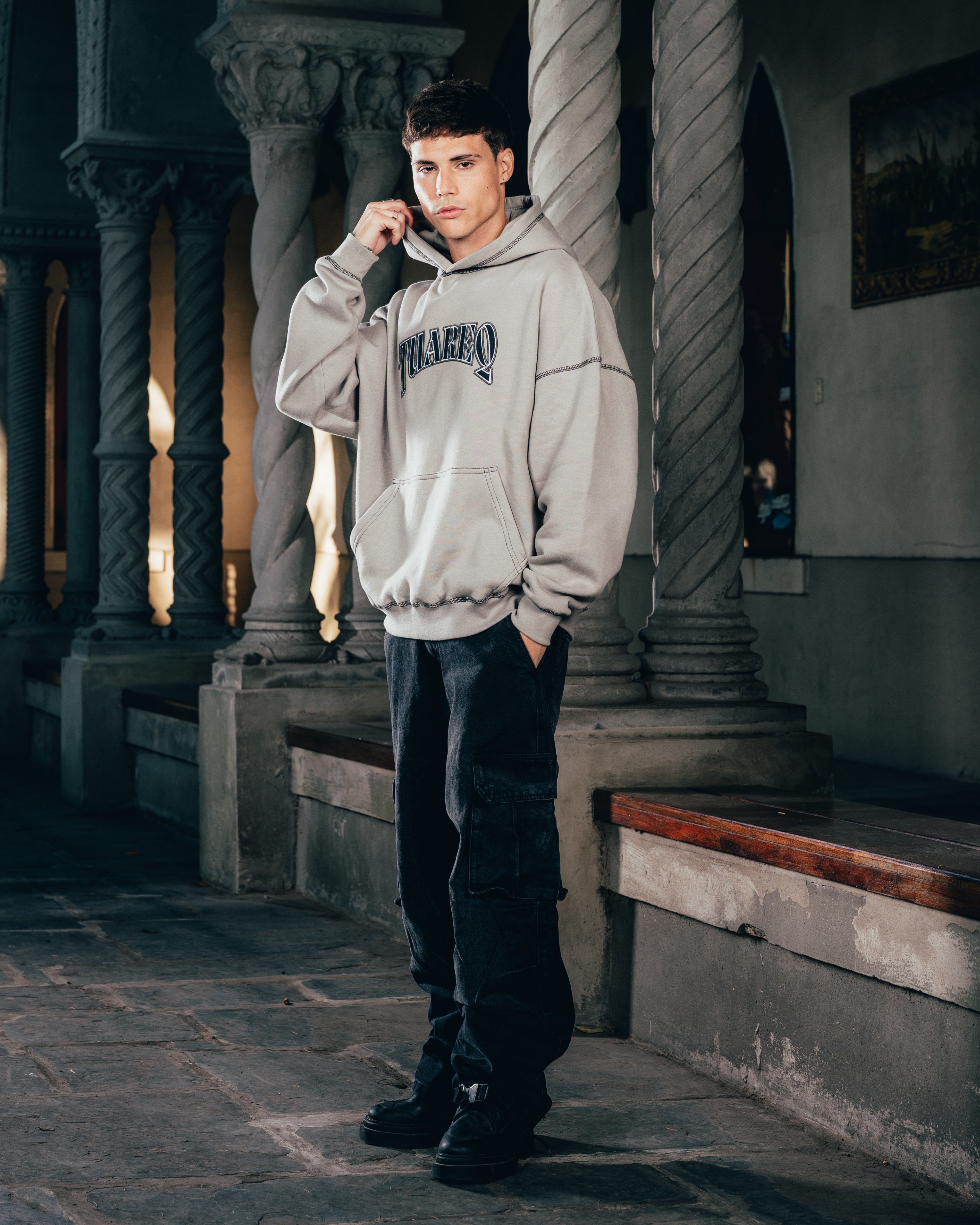 HOODIE [ WARRIOR ] COSTURA SMOKE  GREY