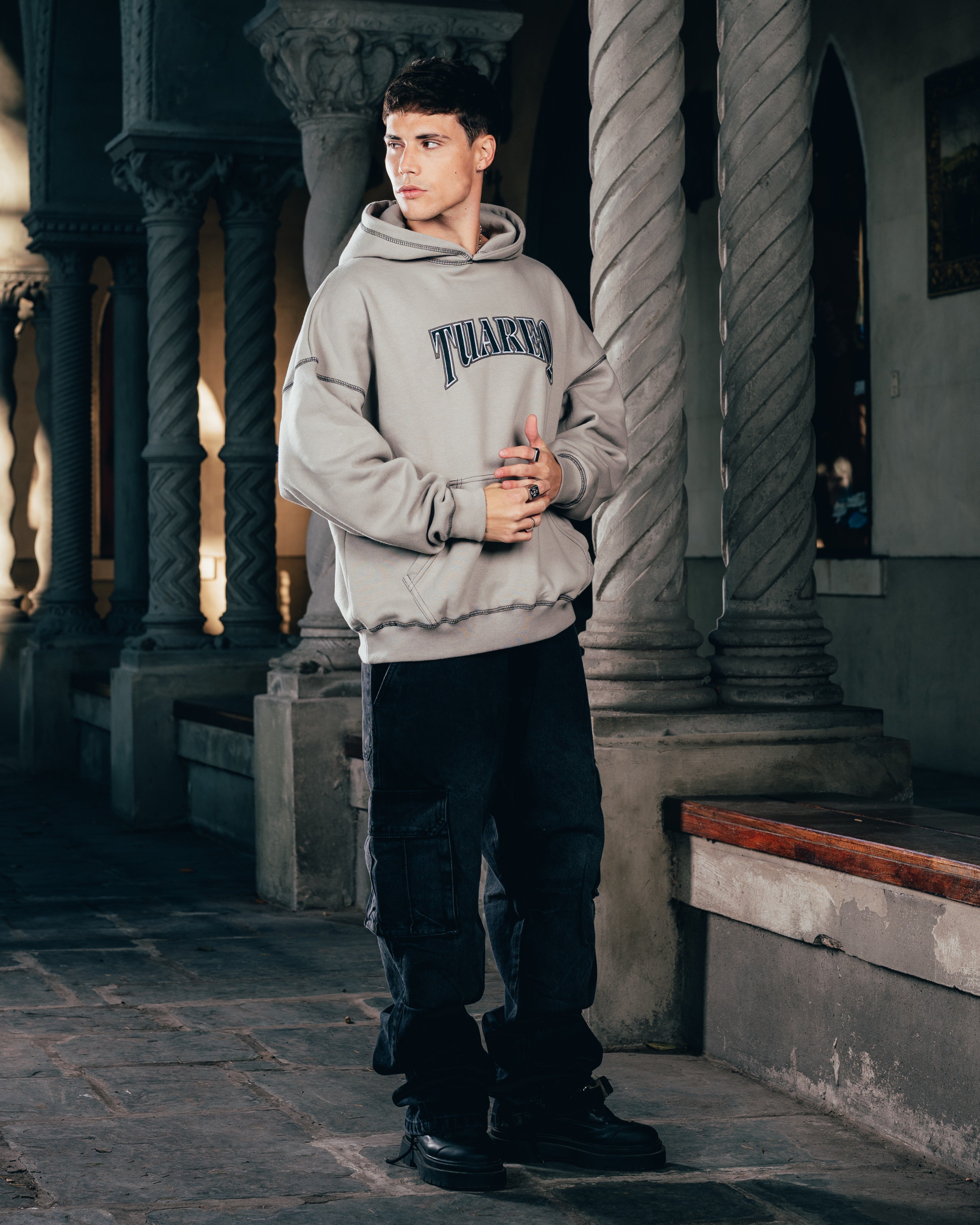 HOODIE [ WARRIOR ] COSTURA SMOKE  GREY