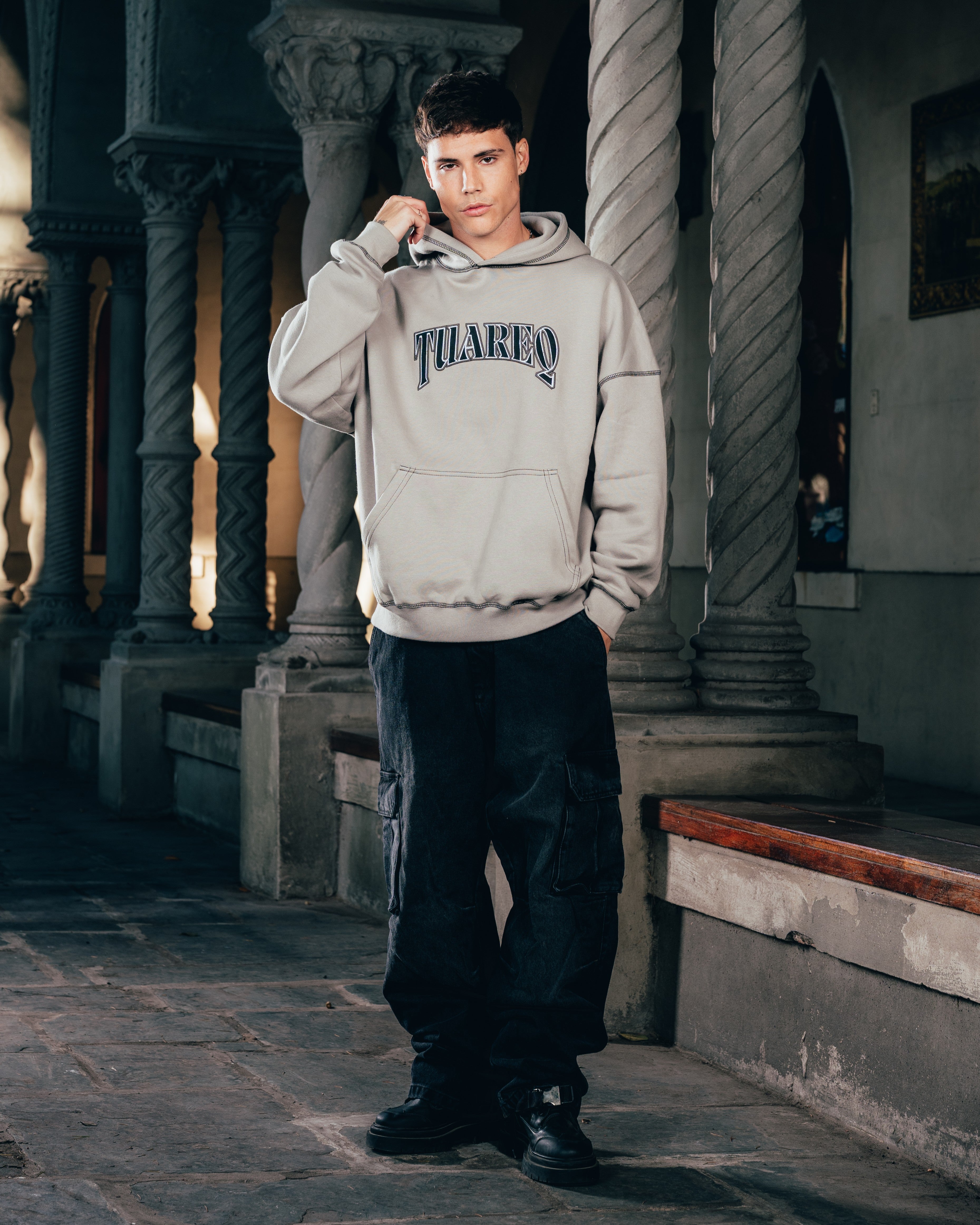 HOODIE [ WARRIOR ] COSTURA SMOKE  GREY