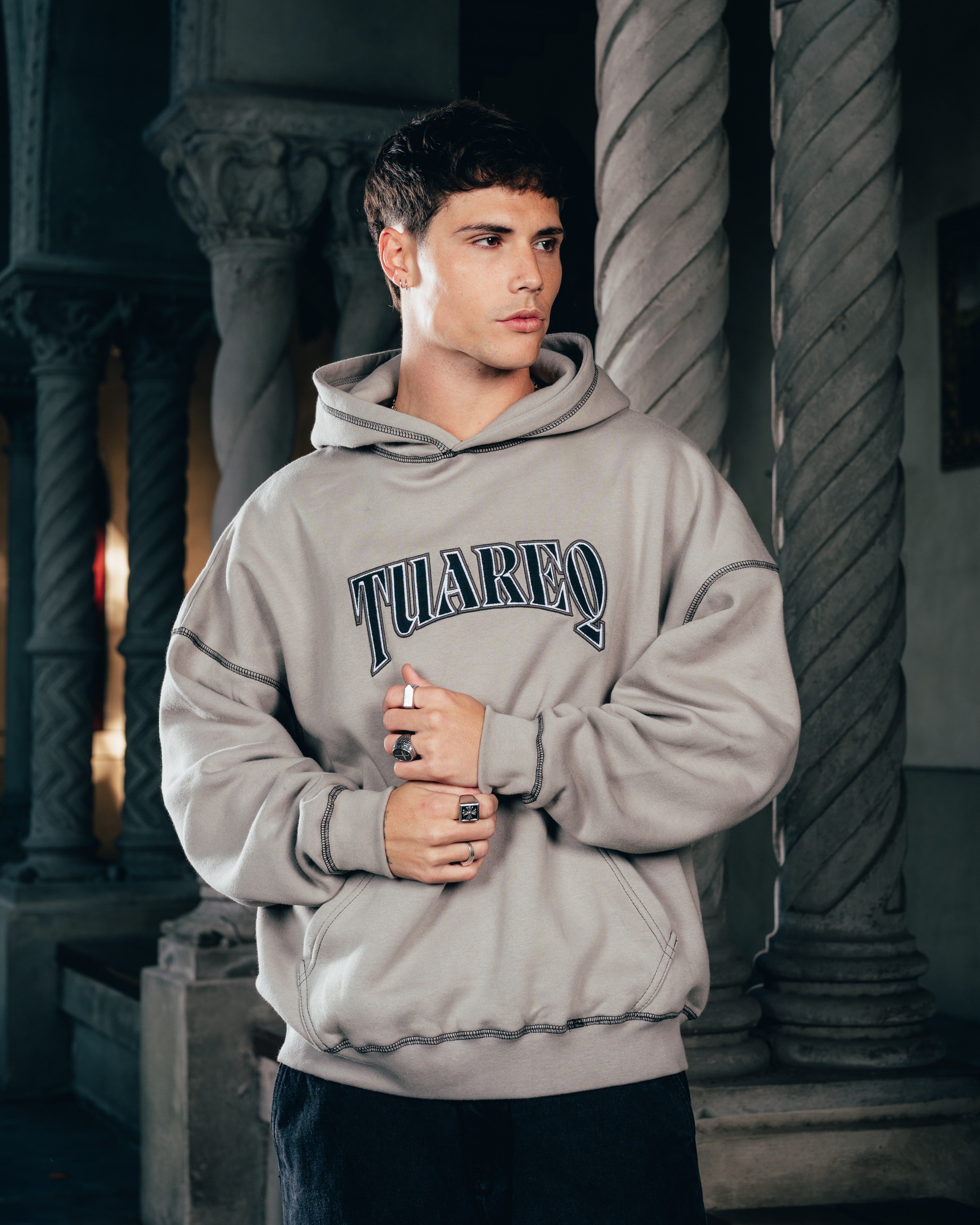 HOODIE [ WARRIOR ] COSTURA SMOKE  GREY