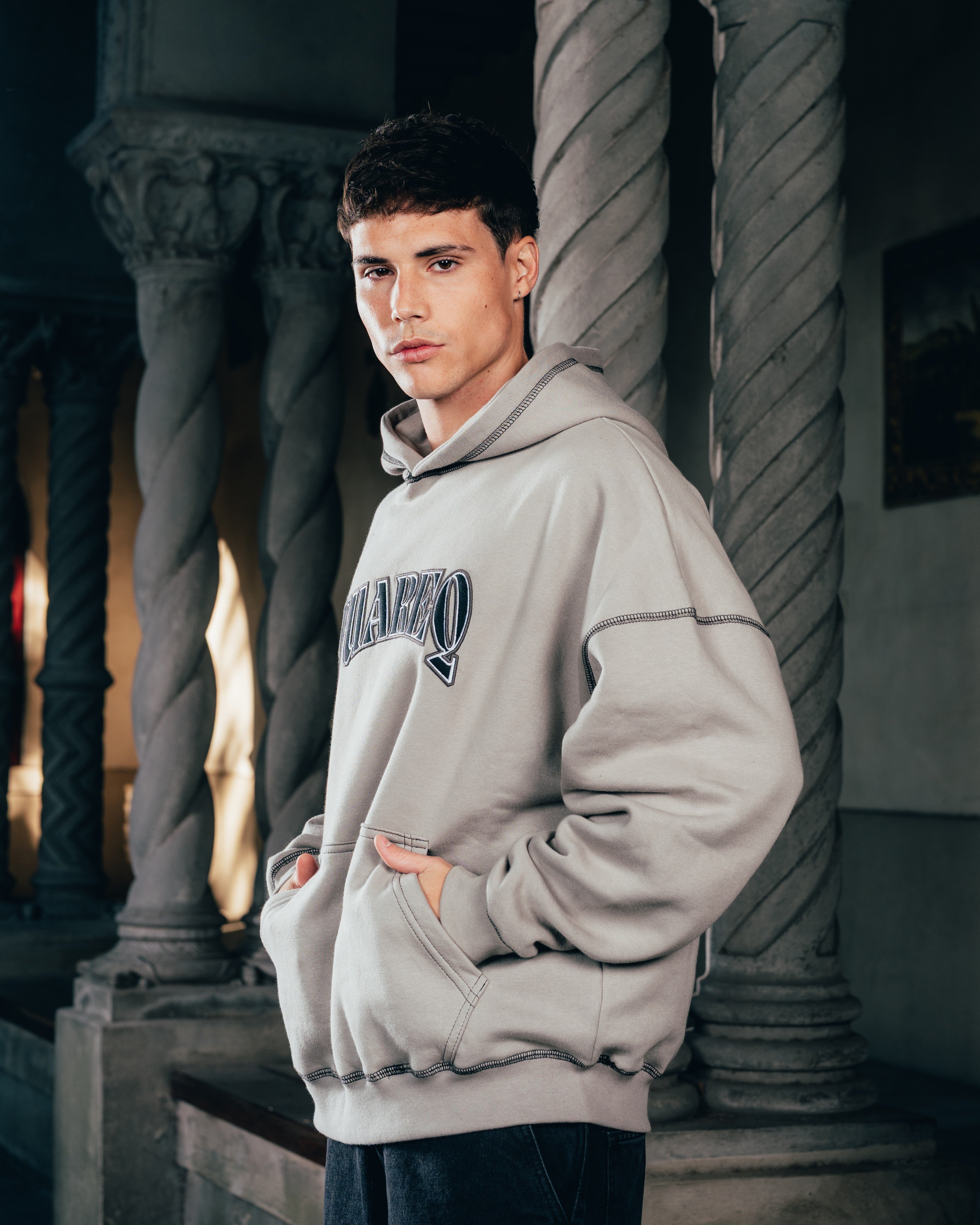 HOODIE [ WARRIOR ] COSTURA SMOKE  GREY