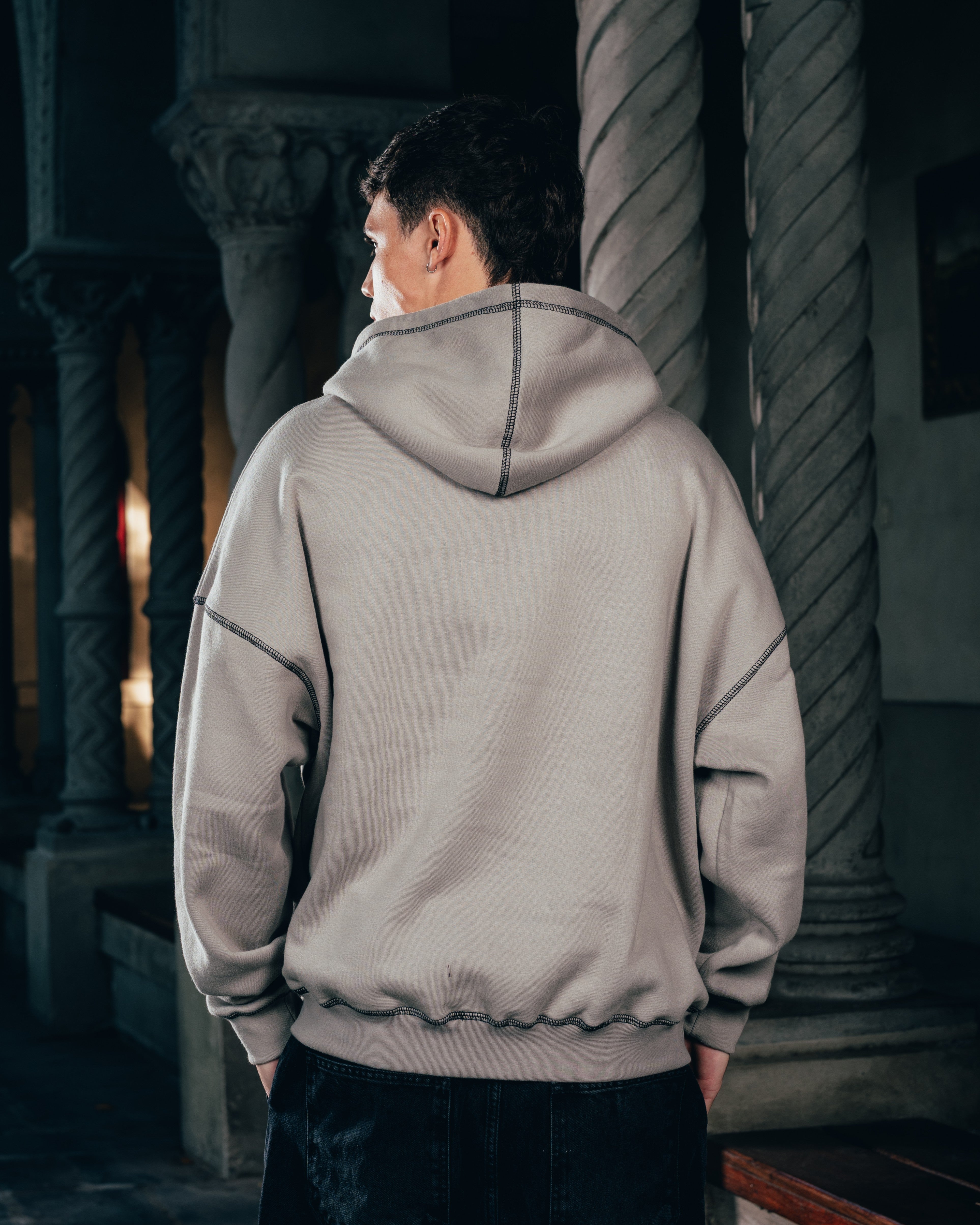 HOODIE [ WARRIOR ] COSTURA SMOKE  GREY