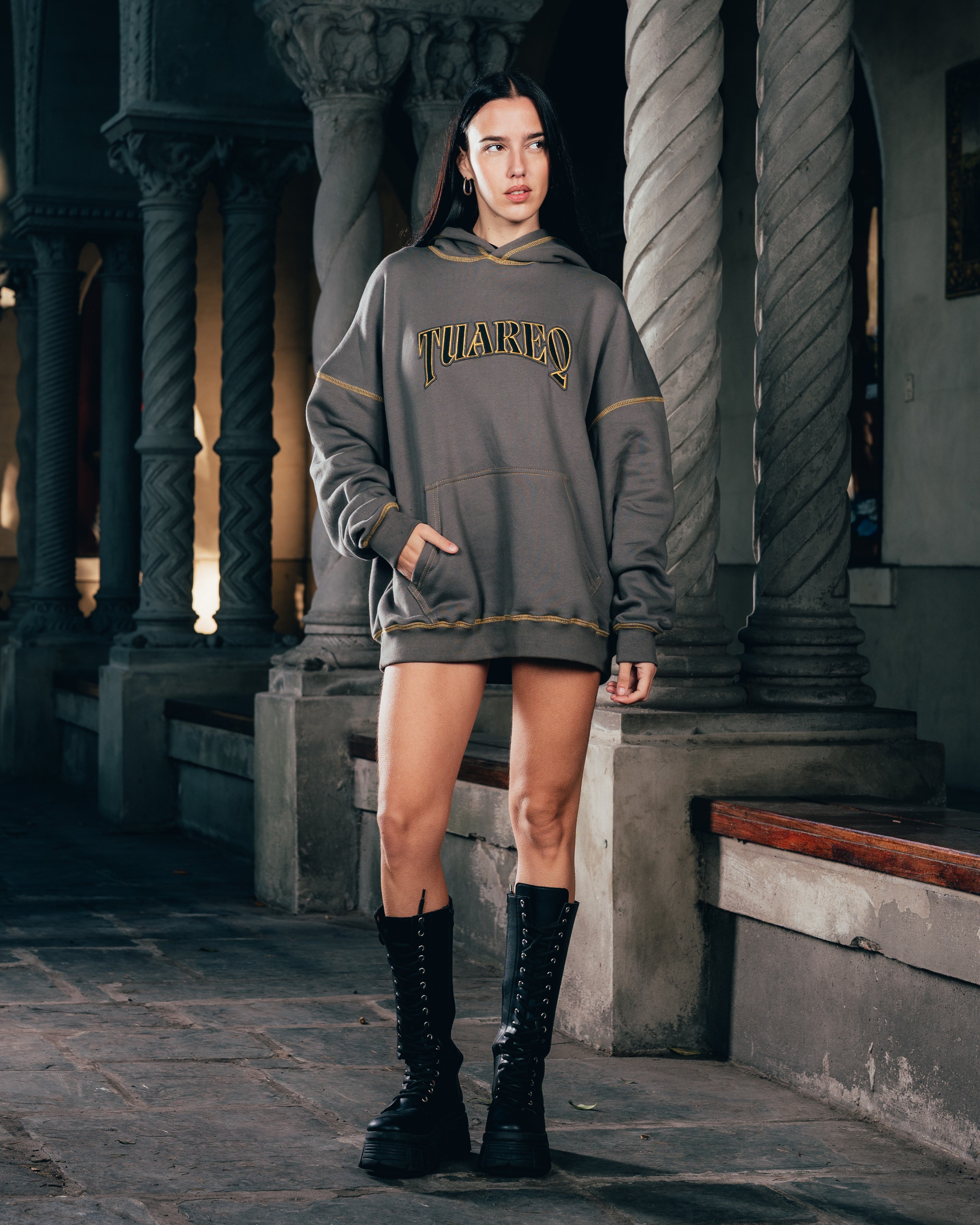 HOODIE [ WARRIOR ] COSTURA CARBON GREY