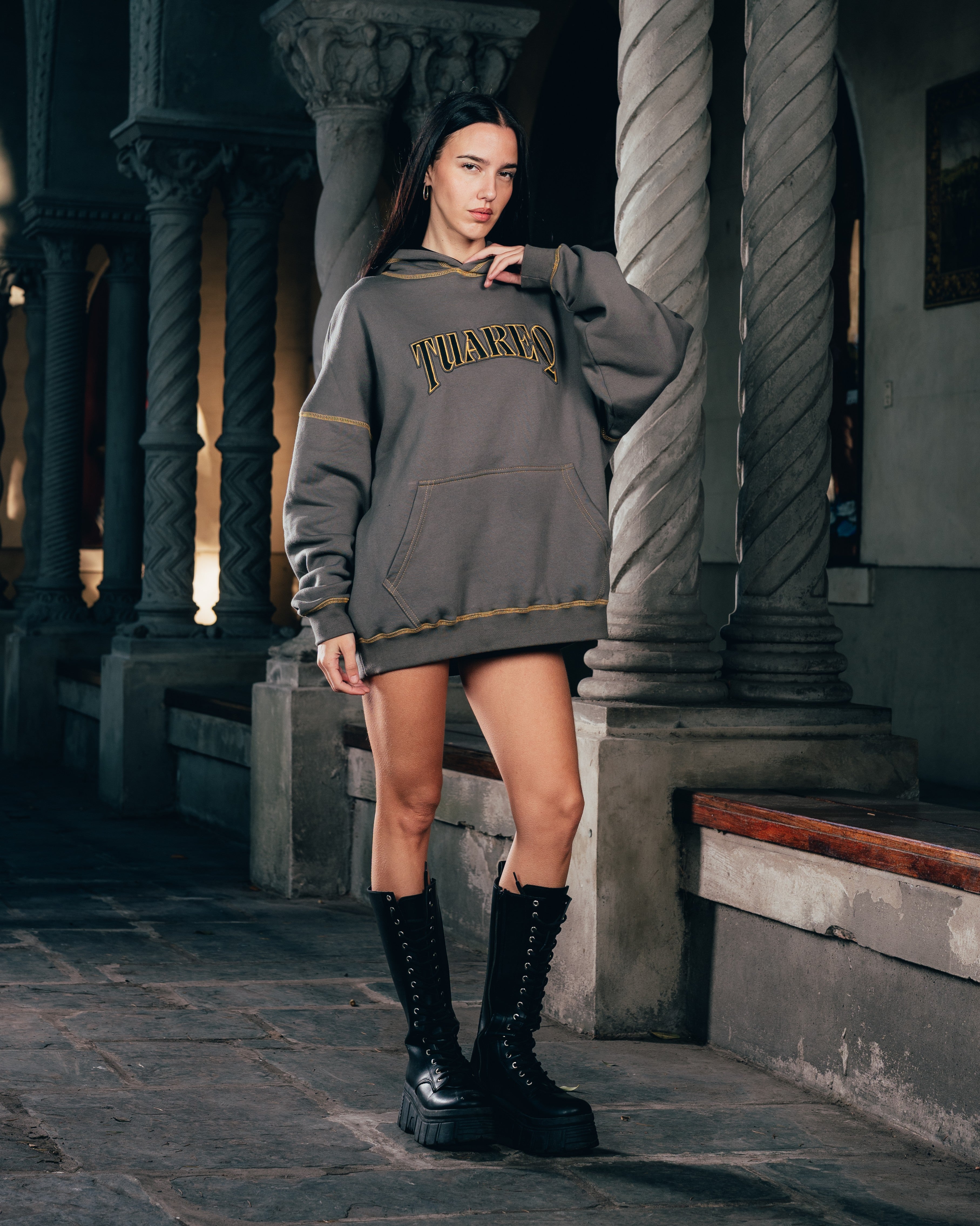 HOODIE [ WARRIOR ] COSTURA CARBON GREY